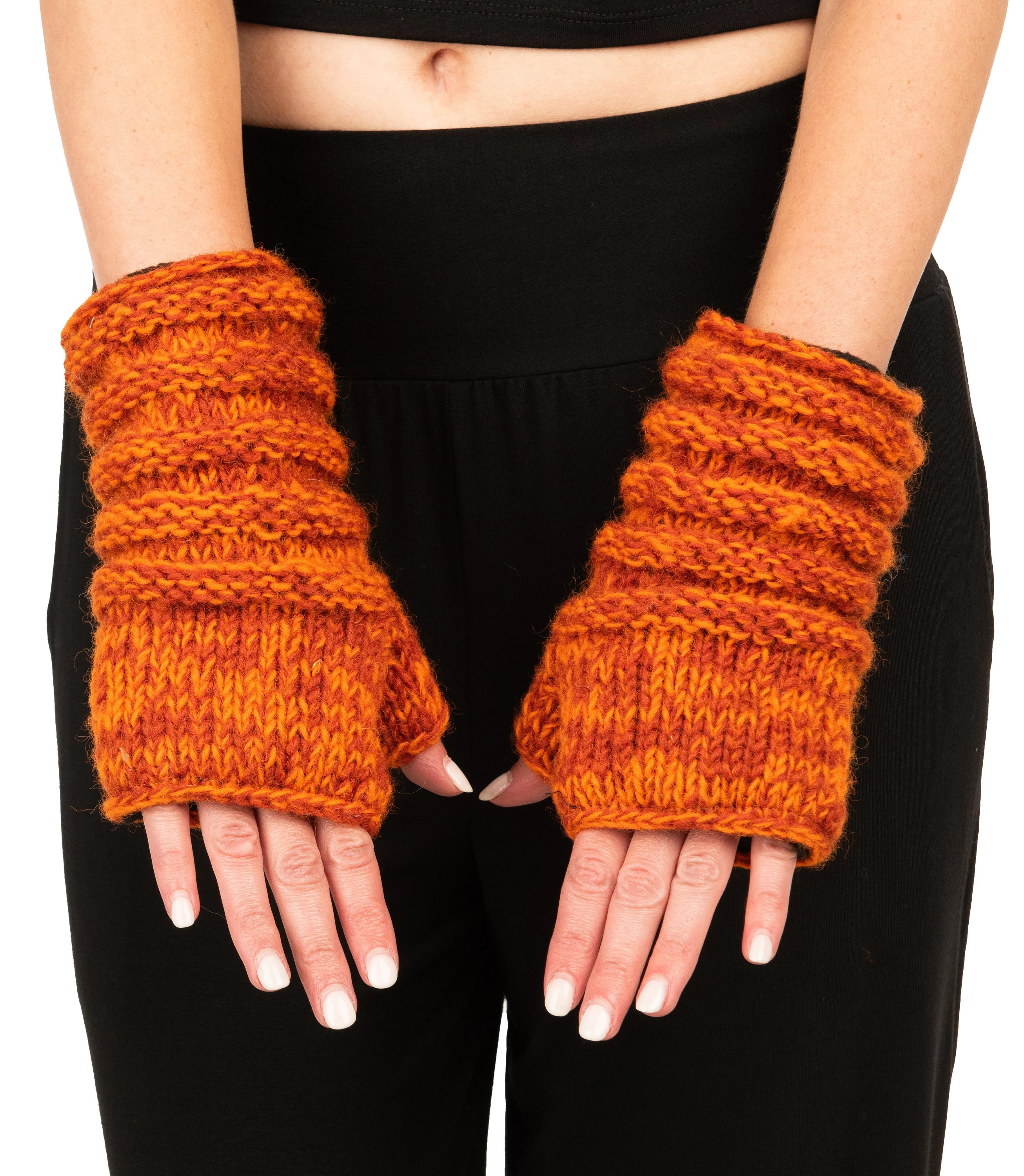 Hand Knit 100% Merino Wool Fingerless Gloves Texting Mittens Convertible Gloves Polar Fleece lined Finger-less Women's Winter Texting Gloves