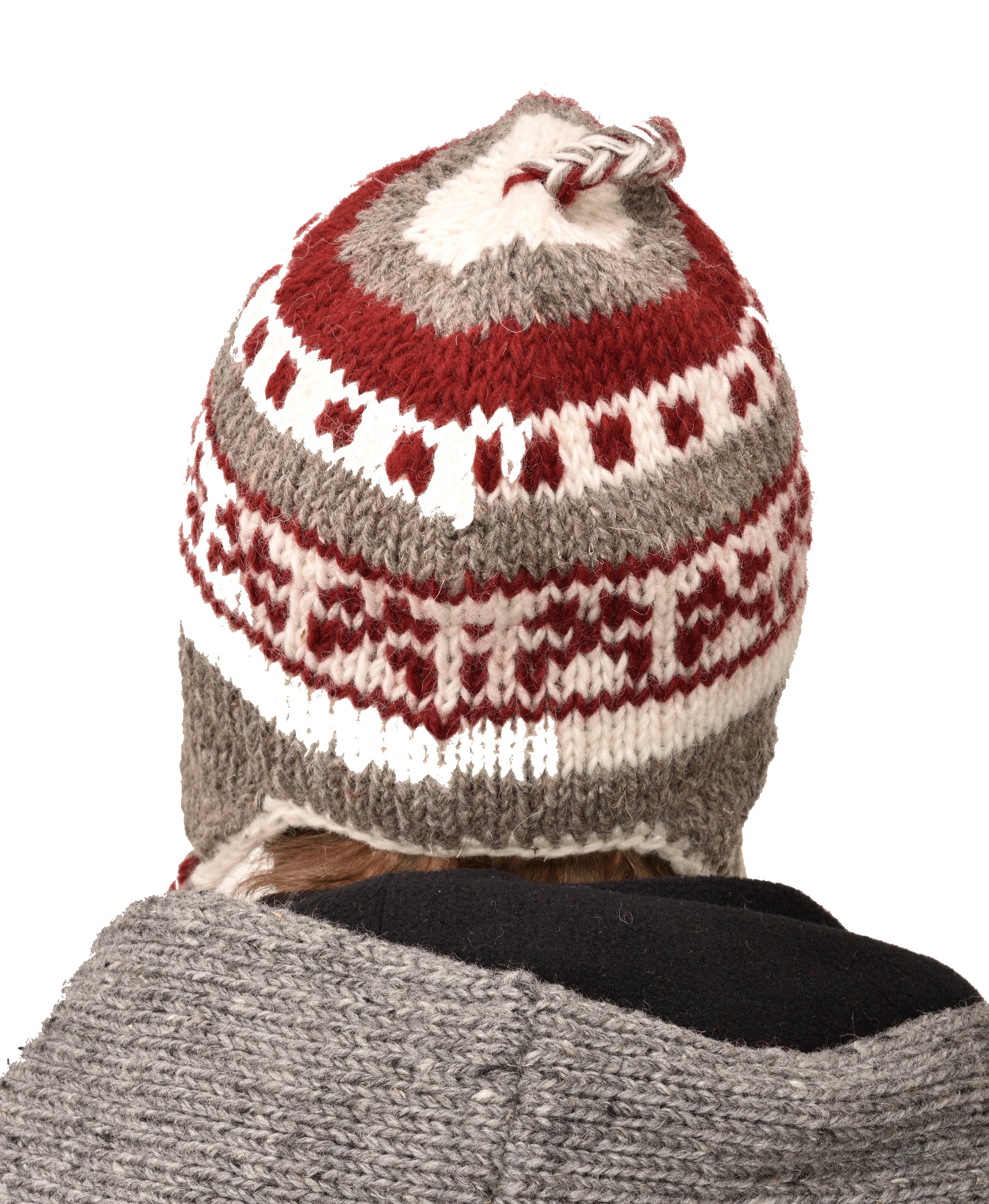 Hand Knitted 100% Merino Wool Snowboard Earflap Ski Peru Chullo Hat Nepalese Snowboard Polar Fleece Lined Hat Woolen Stocking Cap Sherpa Hat