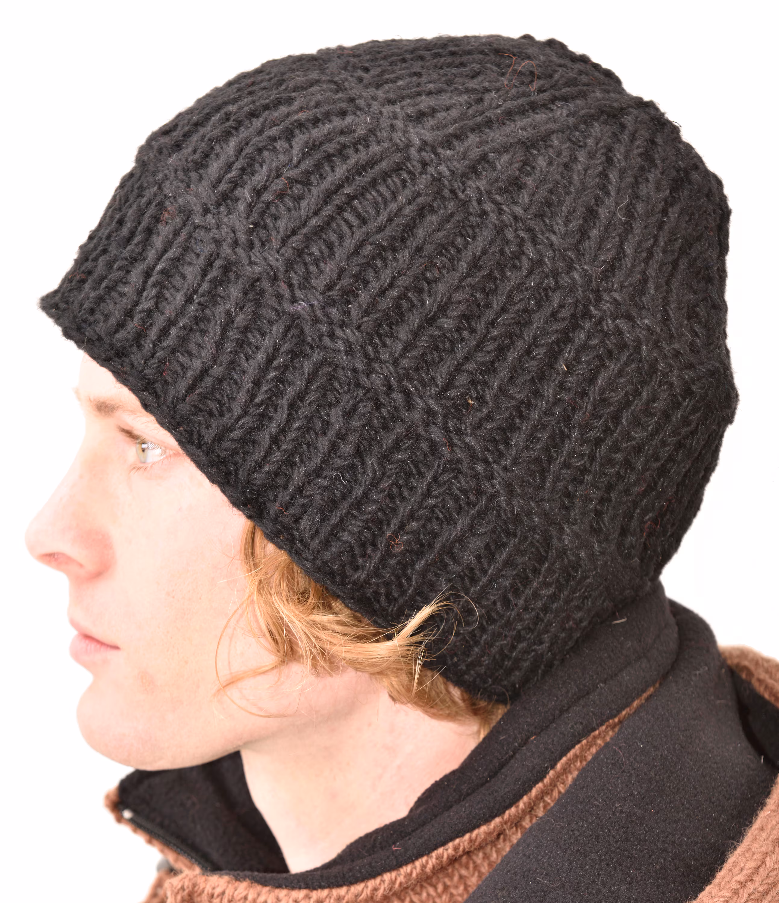 Hand Knitted 100% Merino Wool Snowboard Ski Himalayan Nepal Slouchy Beanie Polar Fleece Lined Woolen Stocking Cap Mens Winter Hat