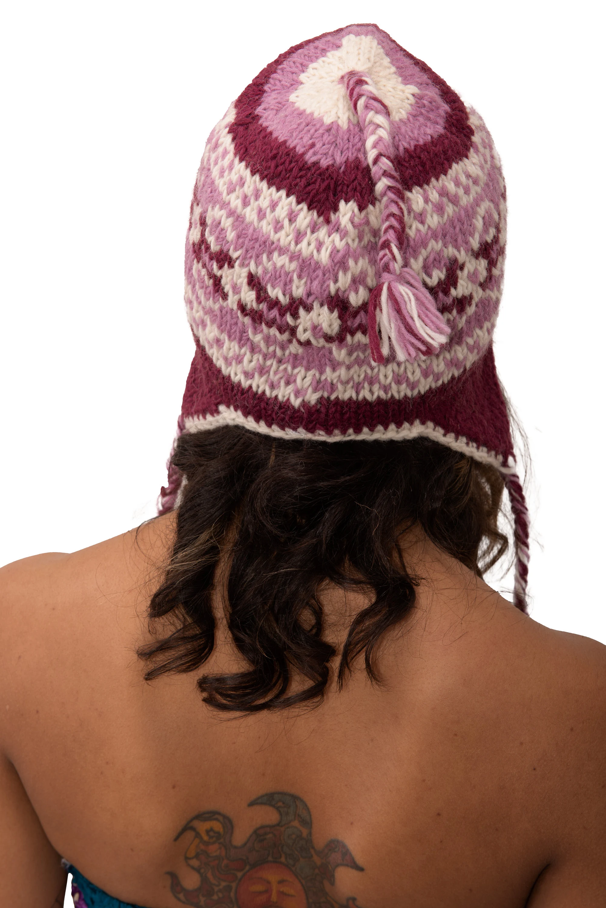 Hand Knitted 100% Merino Wool Snowboard Earflap Ski Peru Chullo Hat Nepalese Snowboard Polar Fleece Lined Hat Woolen Stocking Cap Sherpa Hat