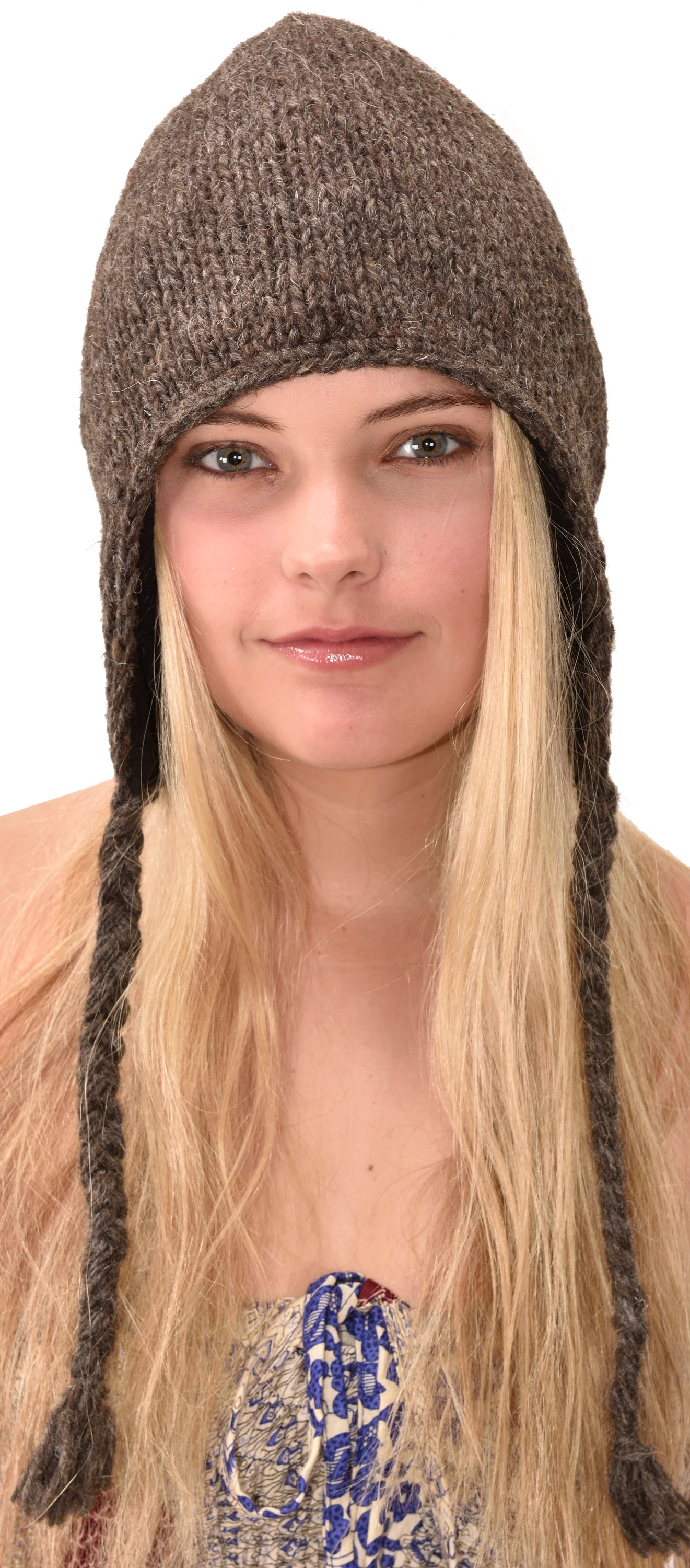 Hand Knitted 100% Merino Wool Snowboard Earflap Ski Peru Chullo Hat Nepalese Snowboard Polar Fleece Lined Hat Woolen Stocking Cap Sherpa Hat