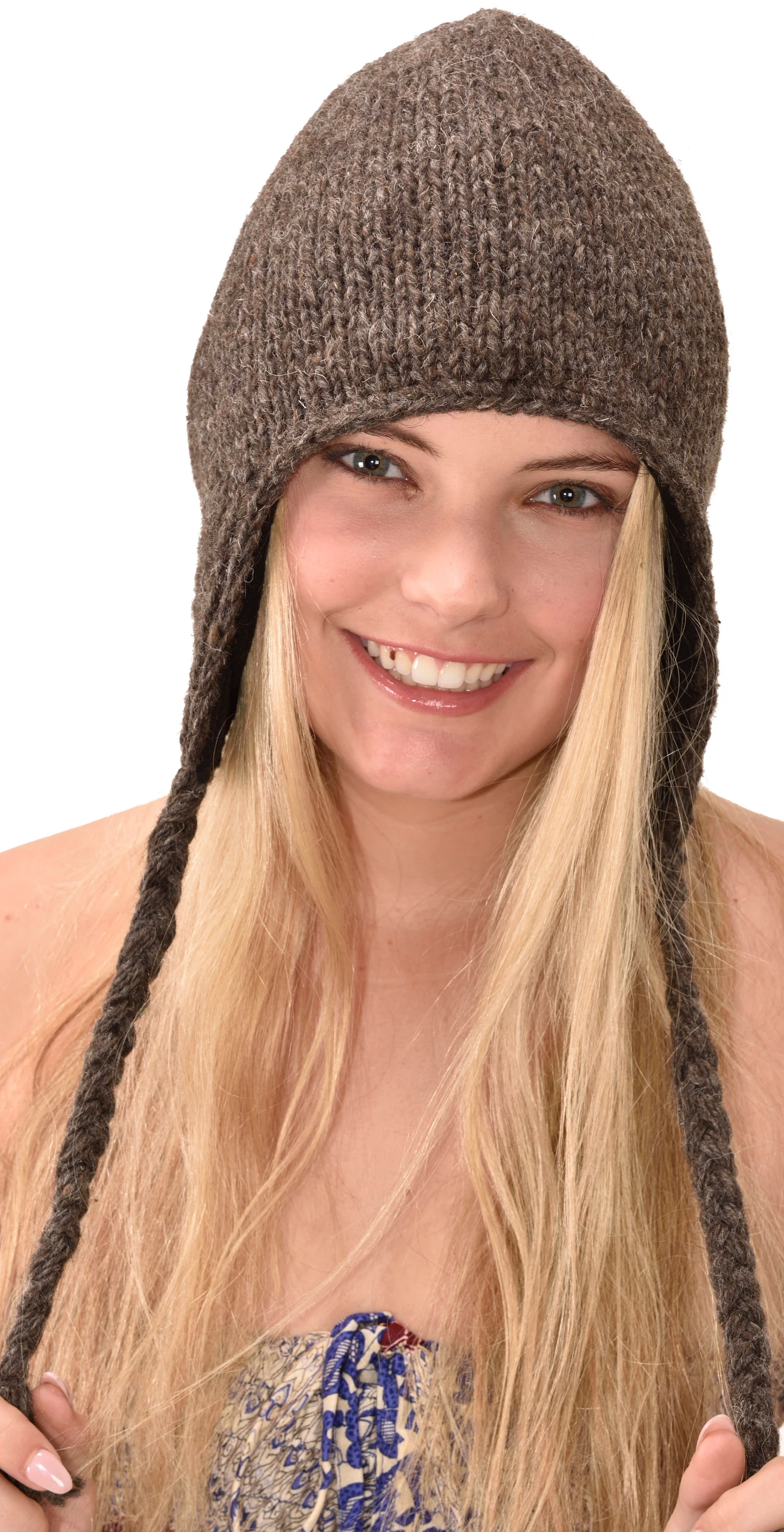 Hand Knitted 100% Merino Wool Snowboard Earflap Ski Peru Chullo Hat Nepalese Snowboard Polar Fleece Lined Hat Woolen Stocking Cap Sherpa Hat