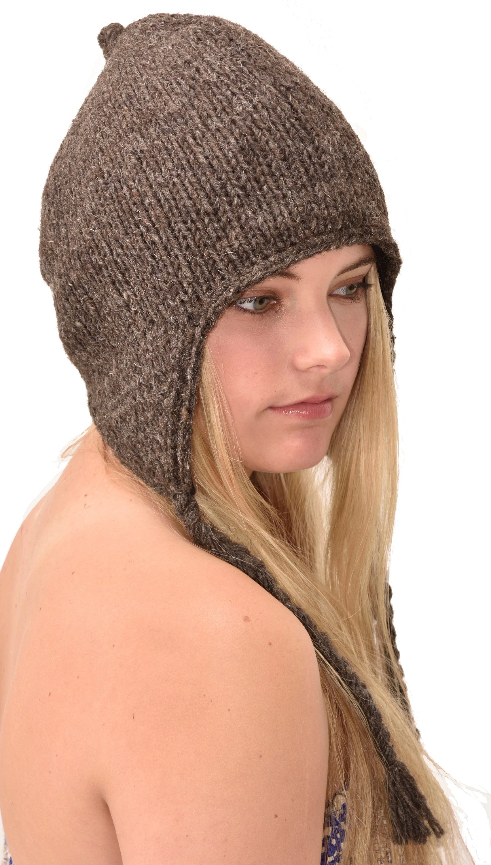 Hand Knitted 100% Merino Wool Snowboard Earflap Ski Peru Chullo Hat Nepalese Snowboard Polar Fleece Lined Hat Woolen Stocking Cap Sherpa Hat