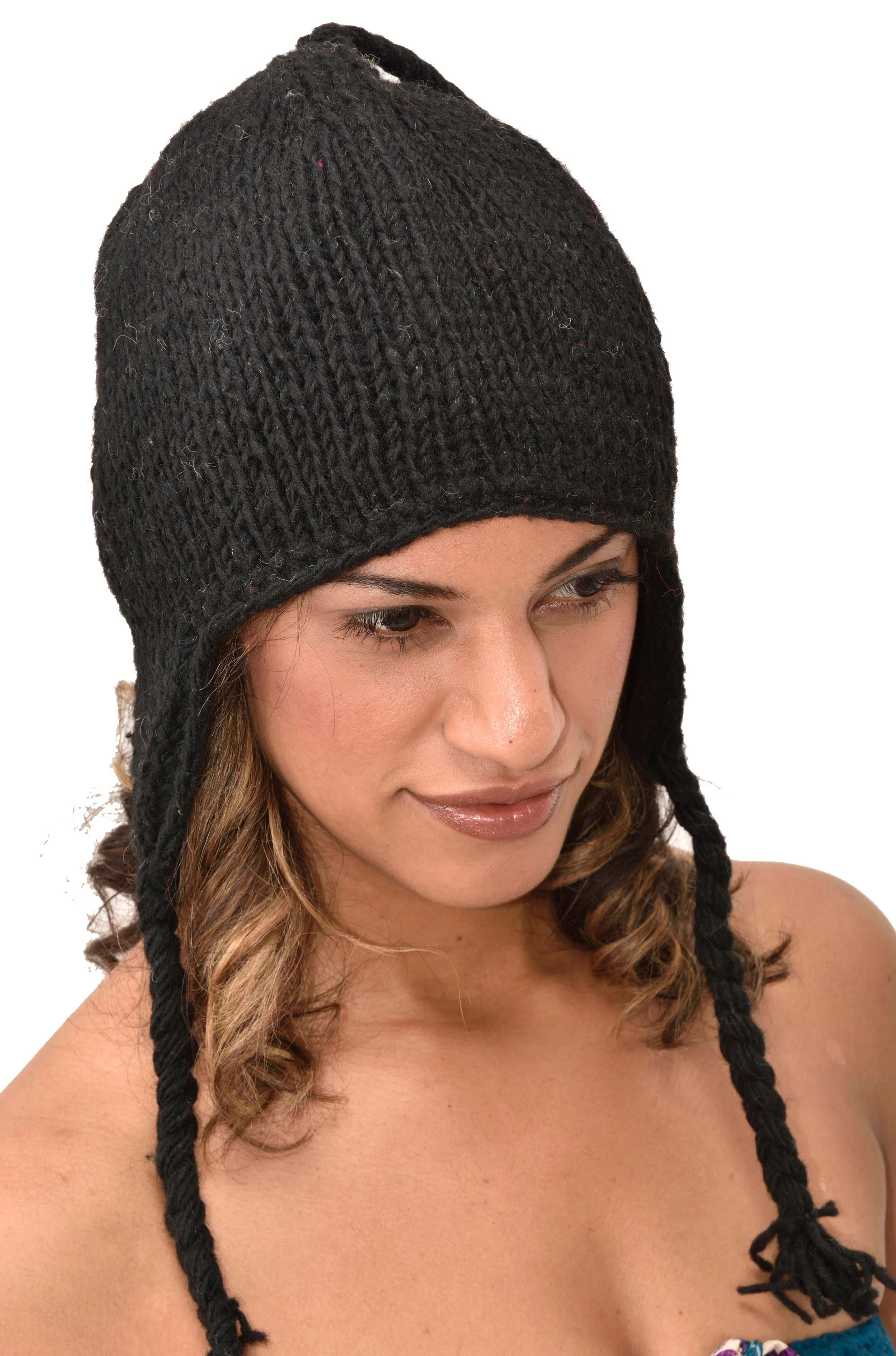 Hand Knitted 100% Merino Wool Snowboard Earflap Ski Peru Chullo Hat Nepalese Snowboard Polar Fleece Lined Hat Woolen Stocking Cap Sherpa Hat