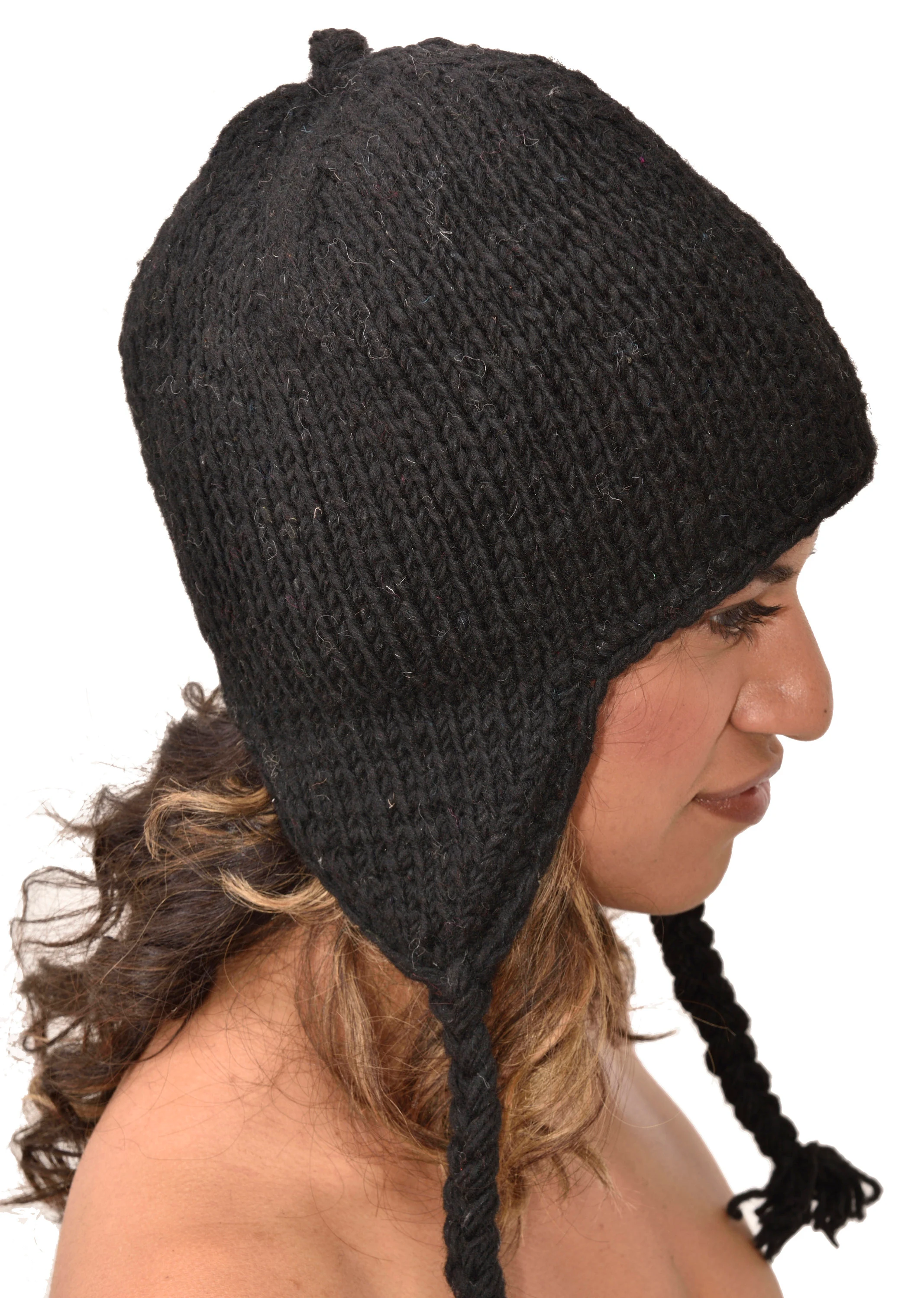 Hand Knitted 100% Merino Wool Snowboard Earflap Ski Peru Chullo Hat Nepalese Snowboard Polar Fleece Lined Hat Woolen Stocking Cap Sherpa Hat