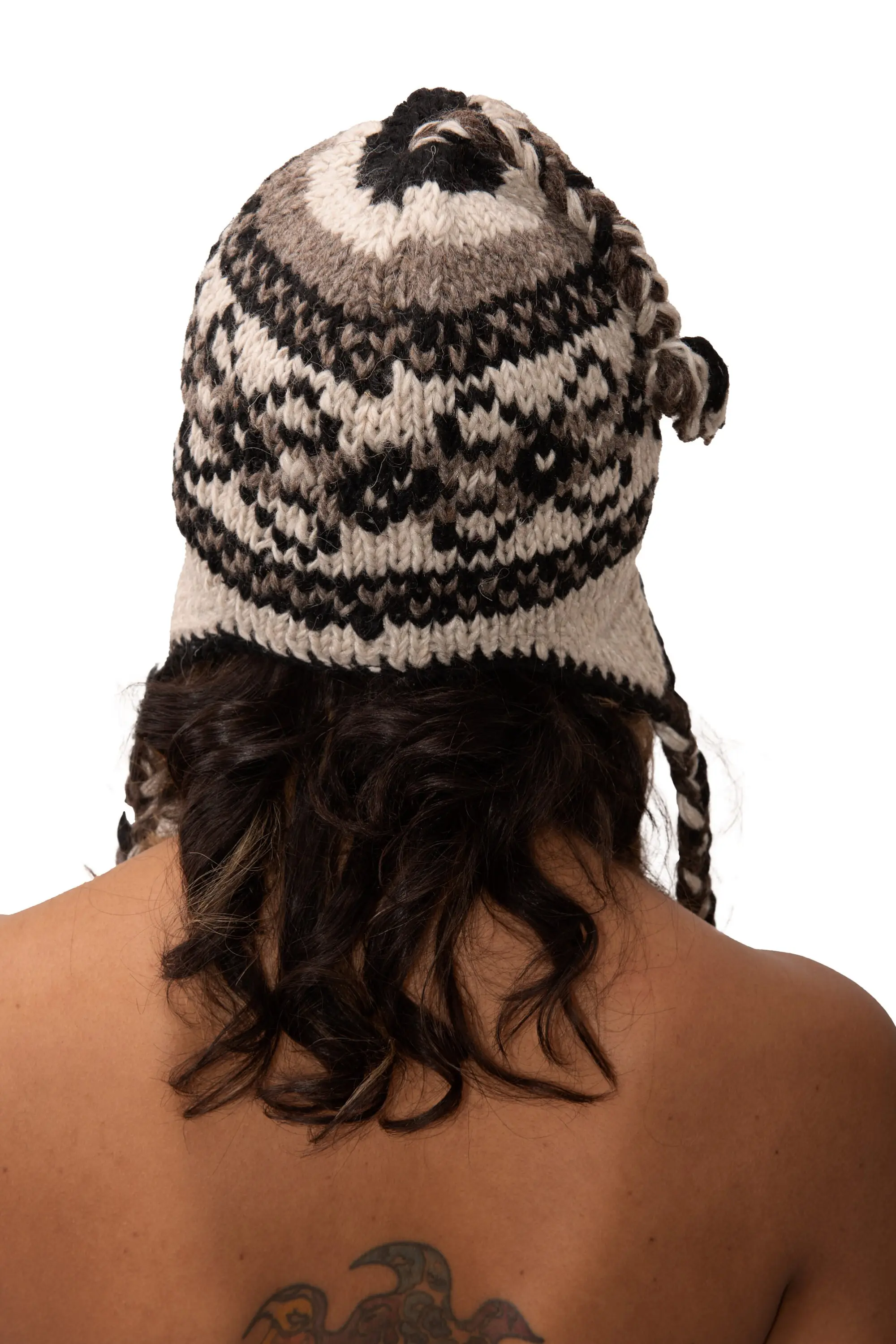 Hand Knitted 100% Merino Wool Ear flap Snowboard Ski Chullo Peruvian style Nepal Himalayan Sherpa Earflap Fleece lined Winter Beanie Hat