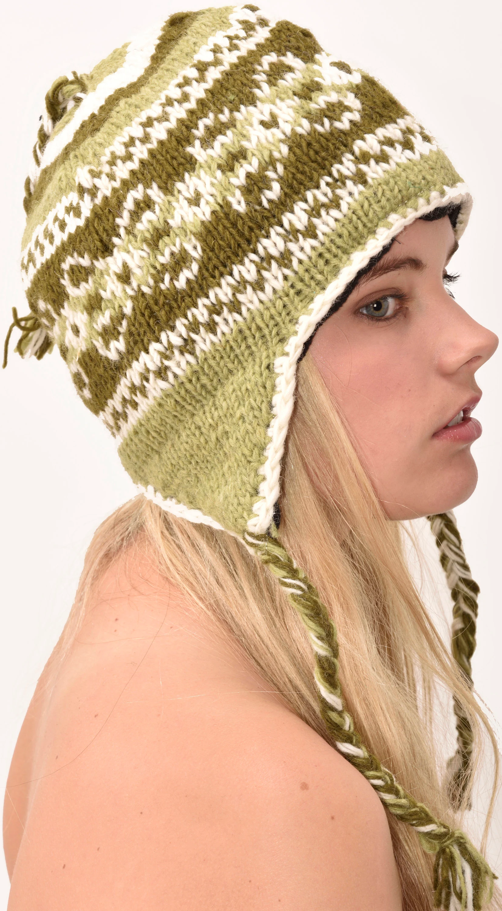 Hand Knitted 100% Merino Wool Snowboard Earflap Ski Peru Chullo Hat Nepalese Snowboard Polar Fleece Lined Hat Woolen Stocking Cap Sherpa Hat