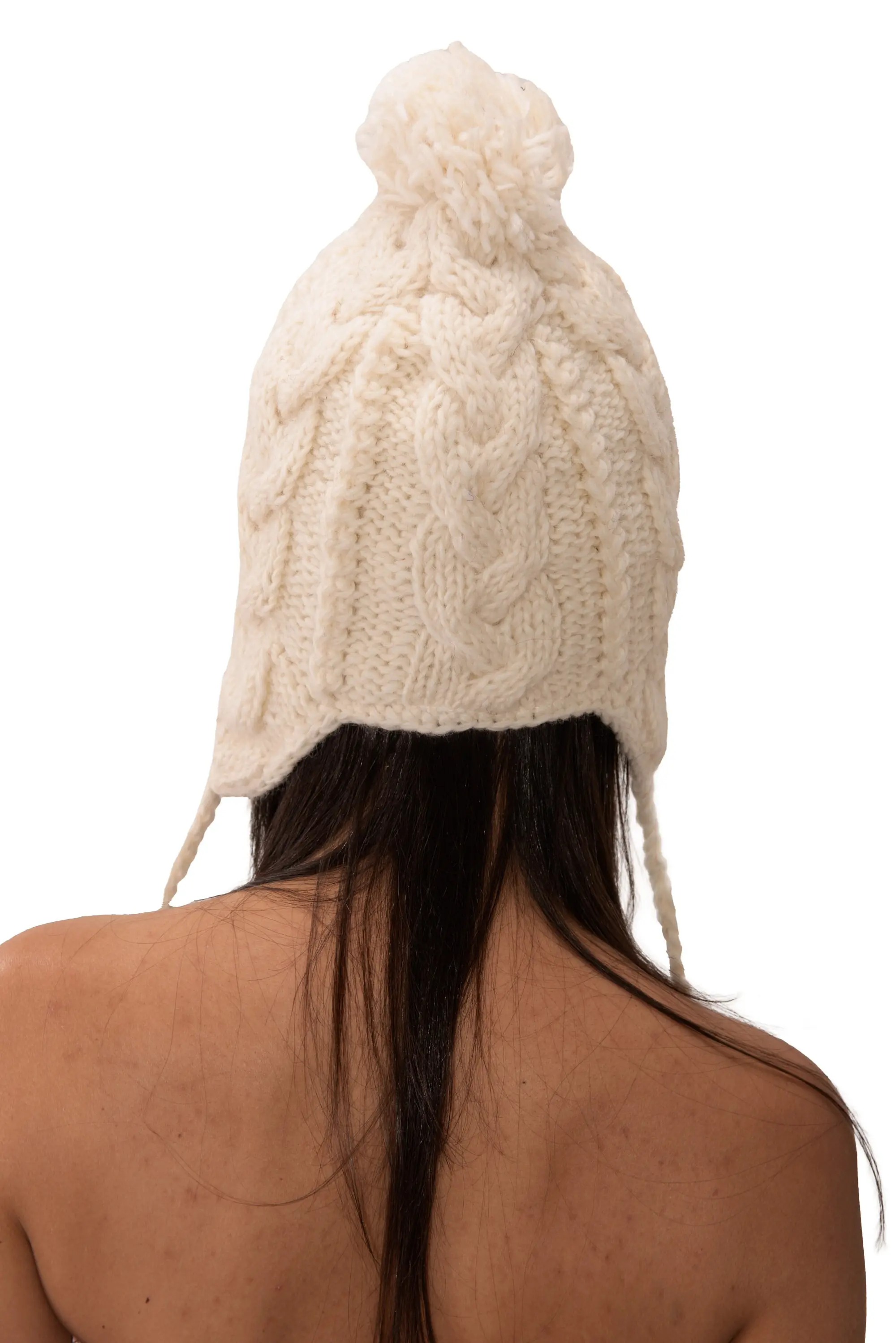 Hand Knitted 100% Merino Wool Snowboard Earflap Ski Peru Chullo Hat Nepalese Snowboard Polar Fleece Lined Hat Woolen Stocking Cap Sherpa Hat