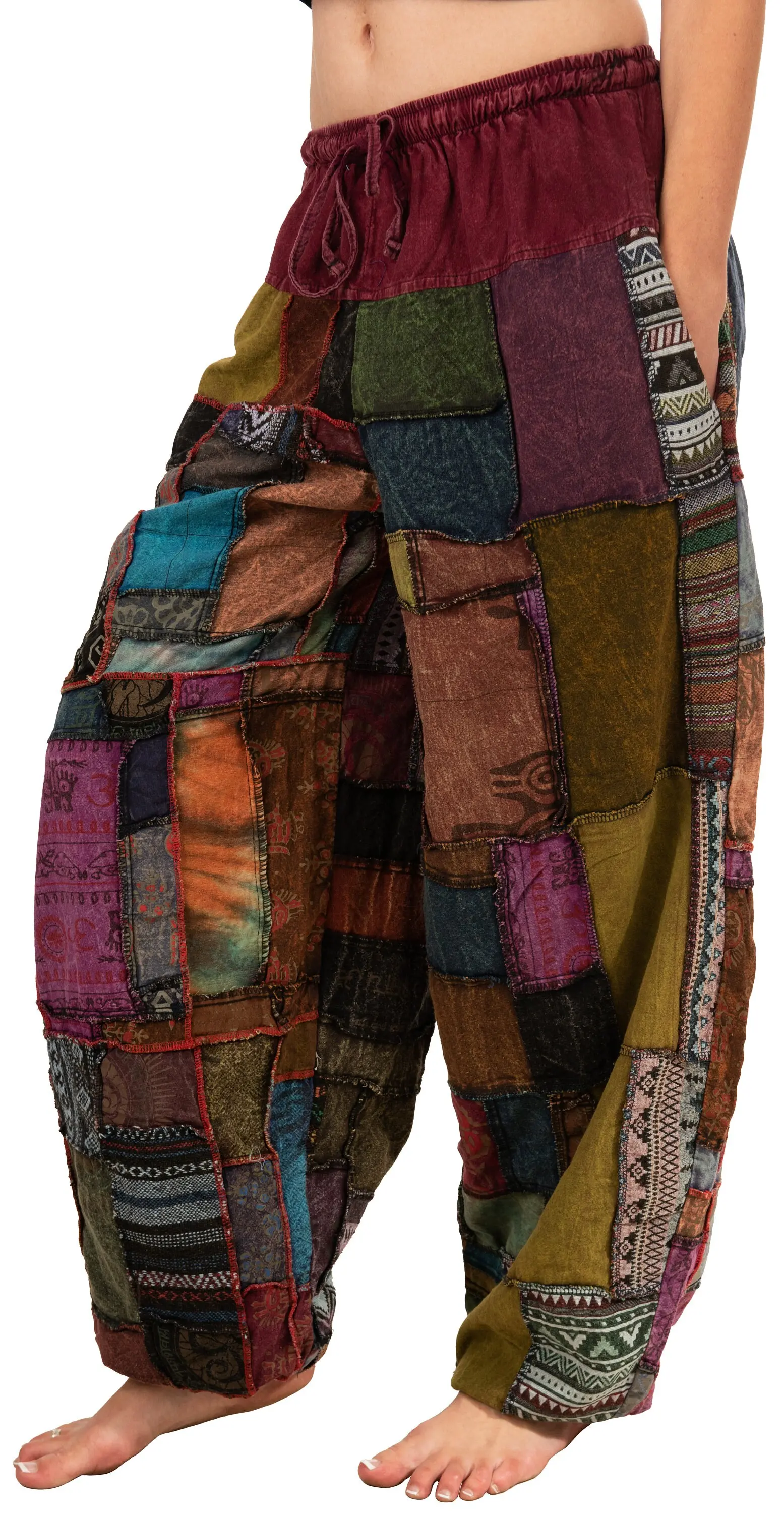 Pants Patchwork Cotton Harem Pants With Pockets Hippie Pants   Patchwork Pants Harem Pants      Hippie Patchwork Pants Boho Pants