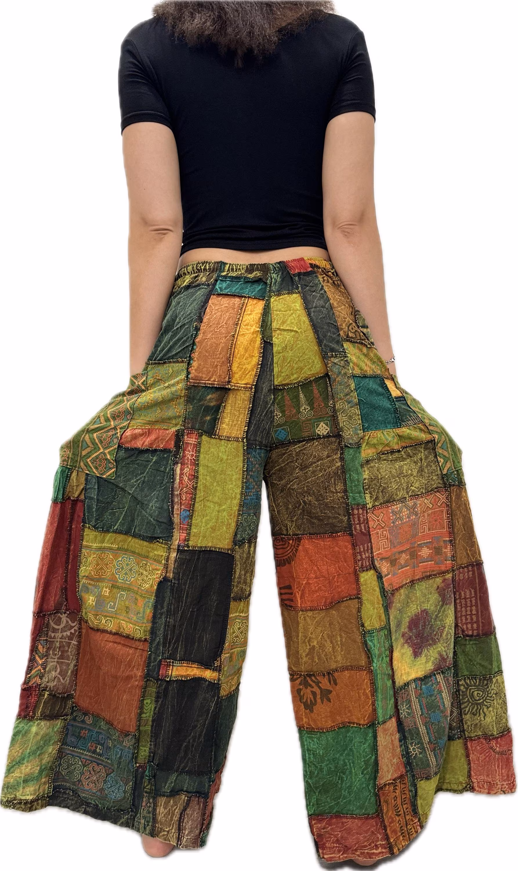 Pants Patchwork Cotton Wide-Leg Pants With Pockets Hippie Pants  Patchwork Pants  Hippie Patchwork Pants Boho Pants