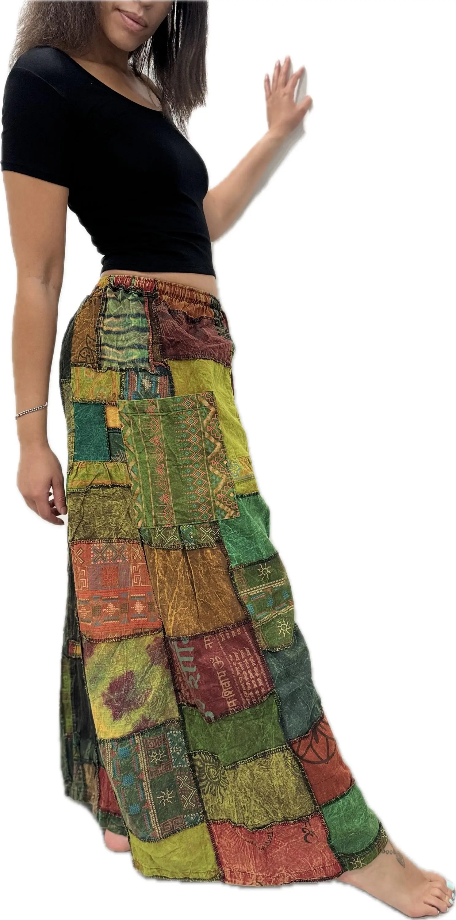 Pants Patchwork Cotton Wide-Leg Pants With Pockets Hippie Pants  Patchwork Pants  Hippie Patchwork Pants Boho Pants