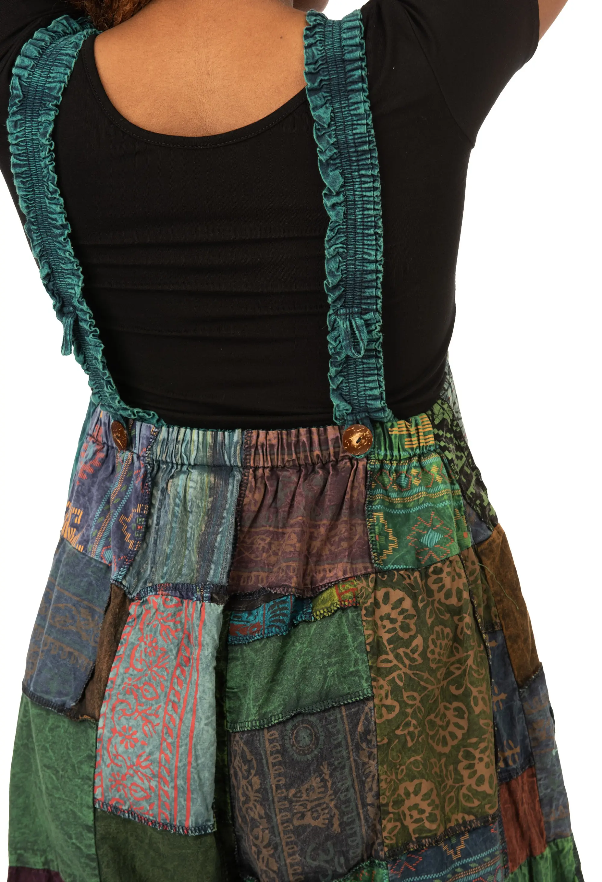 Patchwork Jumpsuit with Wide-Leg  Overalls With Pockets and Adjustable Straps Pants  Wide Leg Pants Hippie Pants  Patchwork Pants