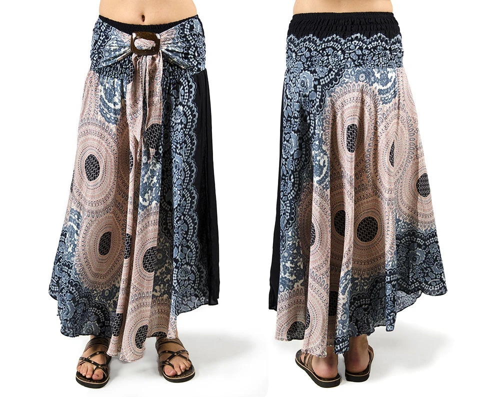 Convertible Print Dress / Skirt - Black White Multi - 3543Y
