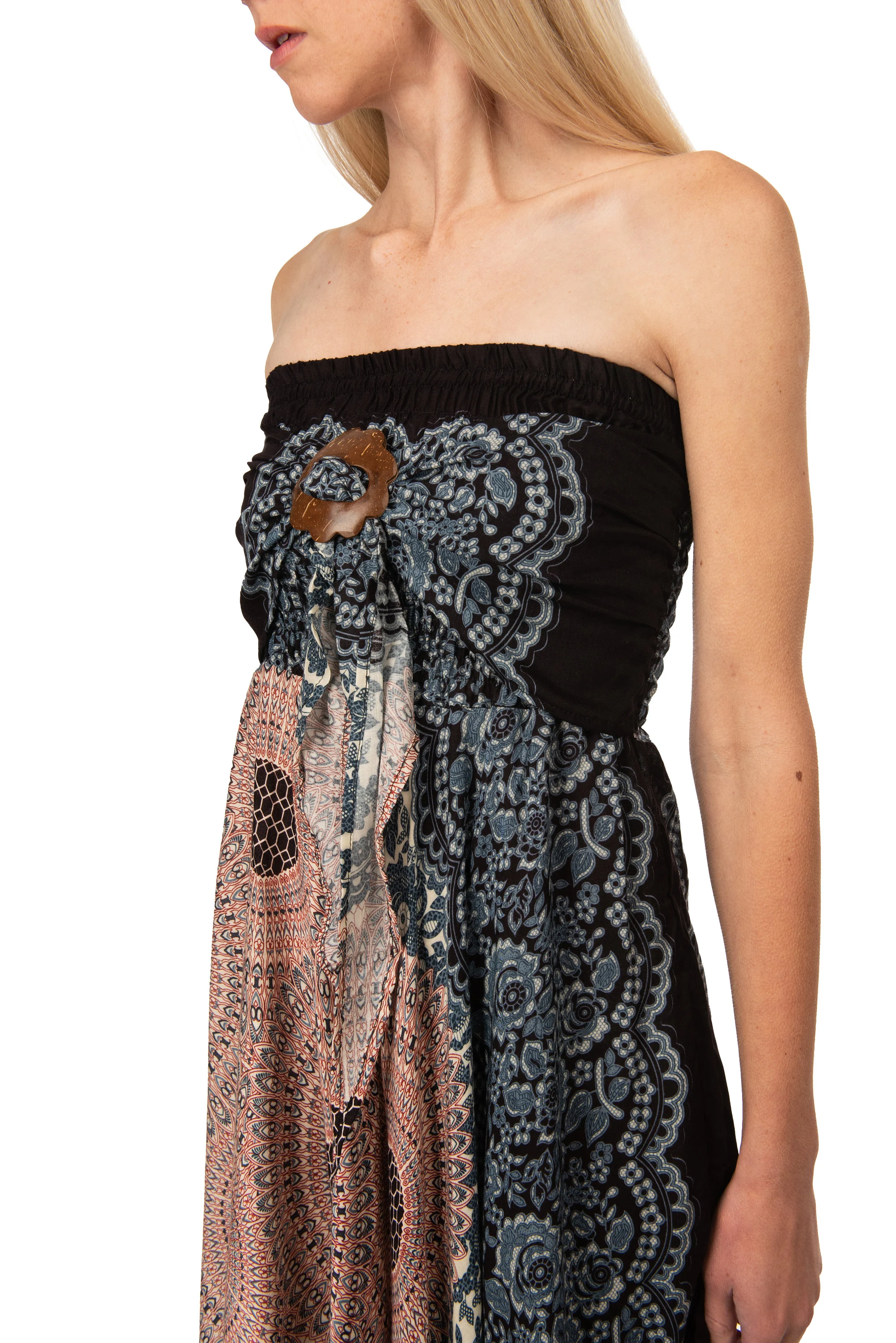 Convertible Print Dress / Skirt - Black White Multi - 3543Y