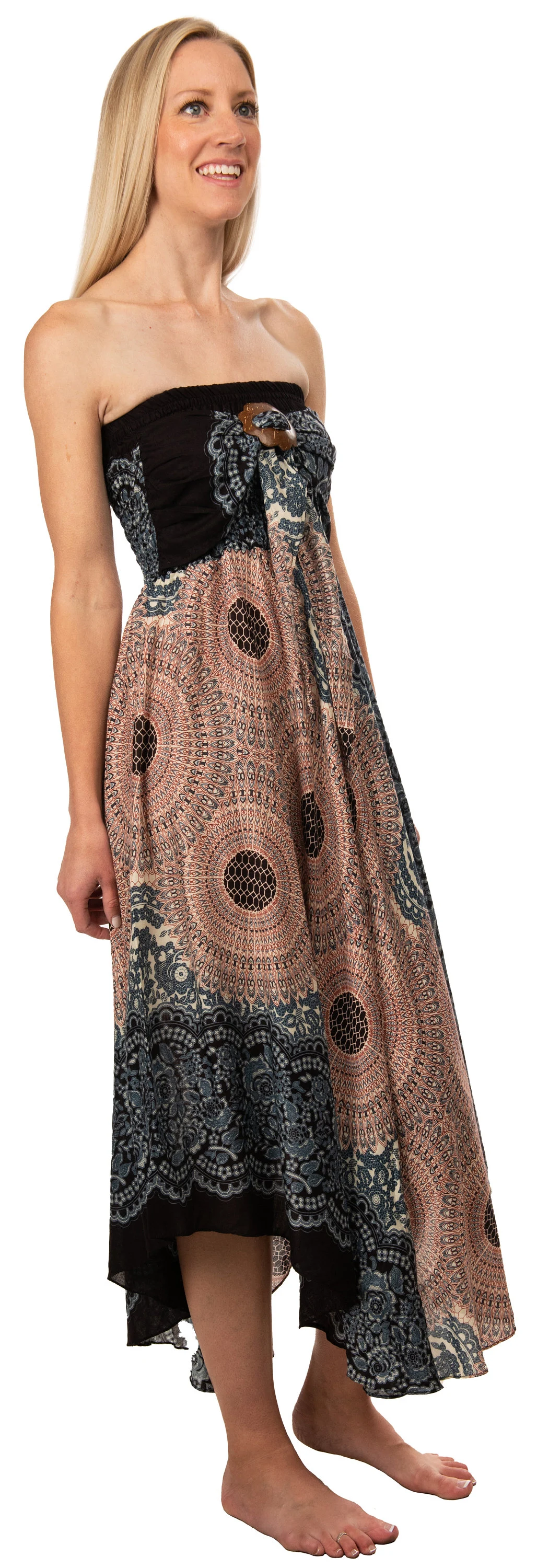 Convertible Print Dress / Skirt - Black White Multi - 3543Y