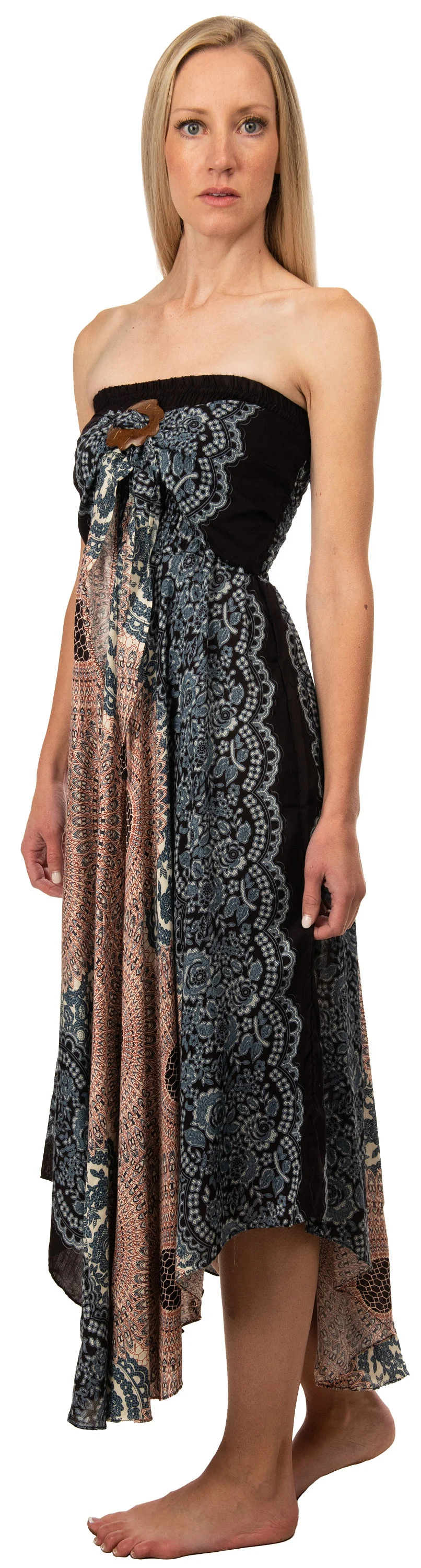 Convertible Print Dress / Skirt - Black White Multi - 3543Y