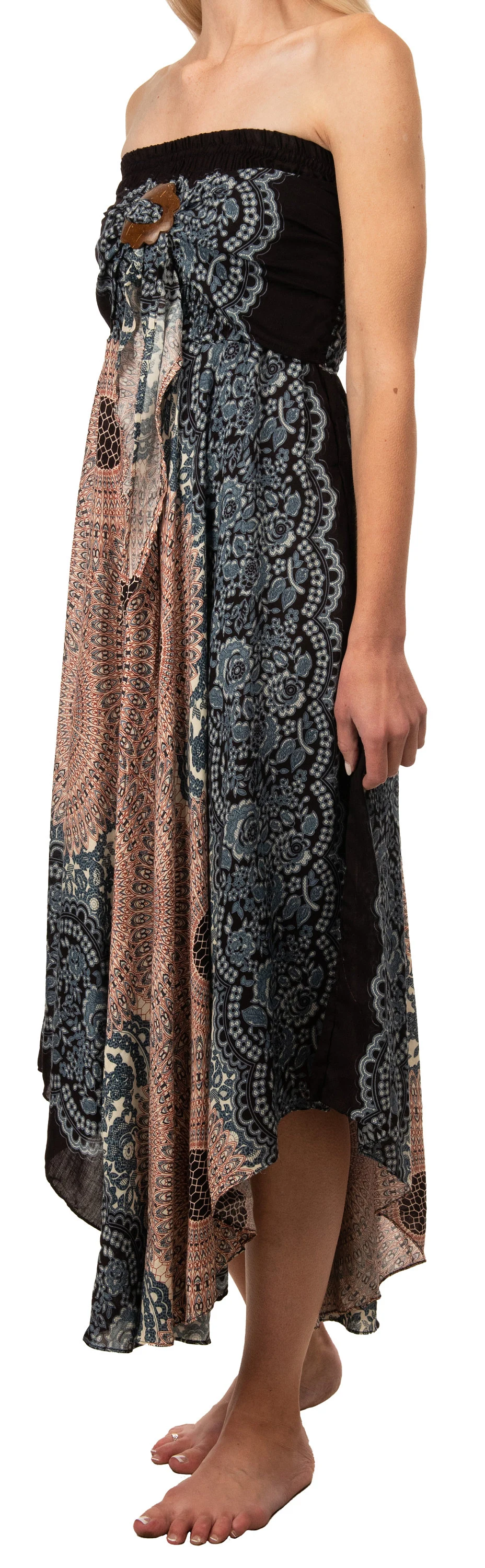 Convertible Print Dress / Skirt - Black White Multi - 3543Y