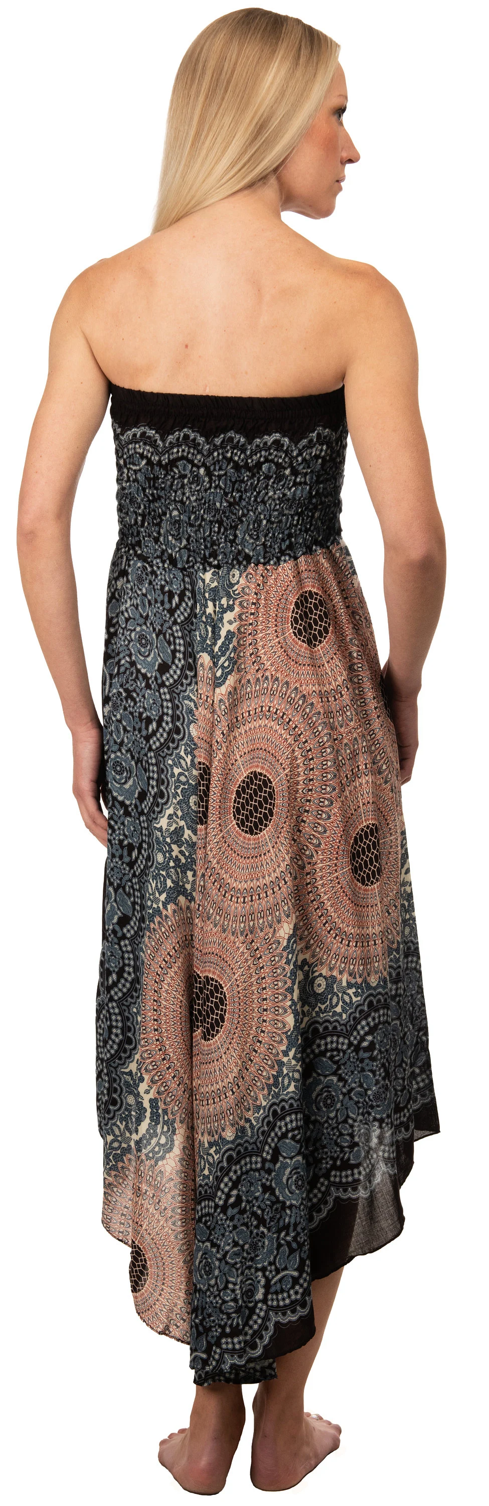 Convertible Print Dress / Skirt - Black White Multi - 3543Y