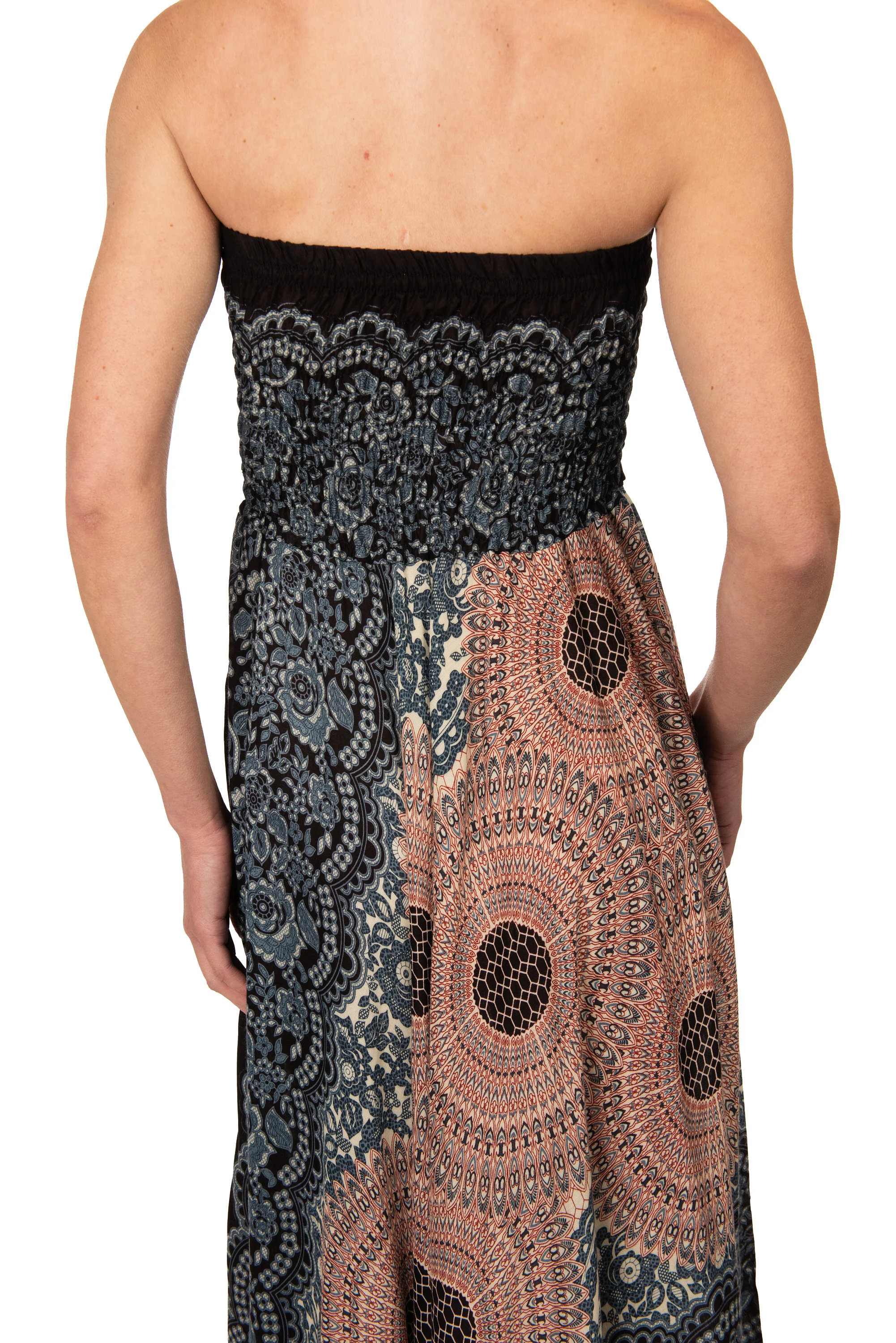 Convertible Print Dress / Skirt - Black White Multi - 3543Y