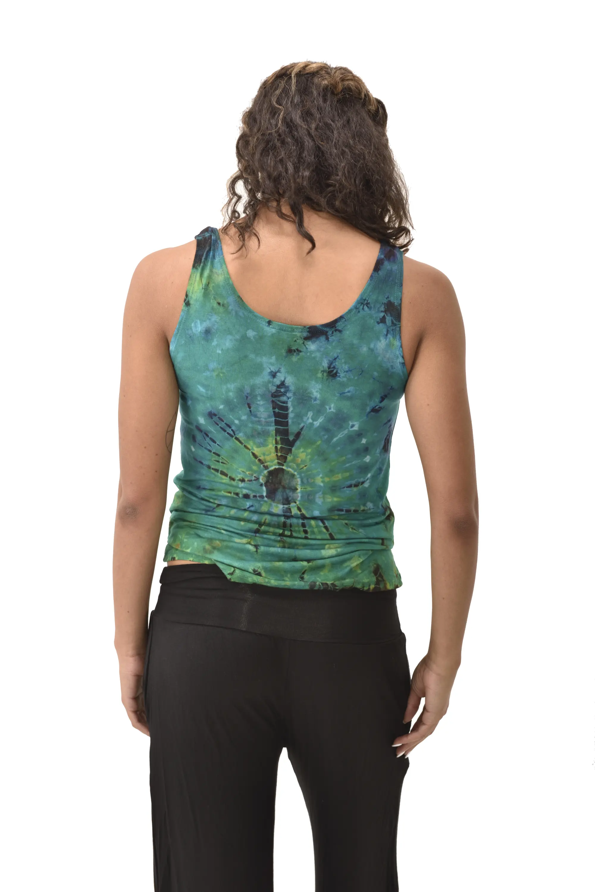 Top Tank reverse mudmee ikat style tie dye on high end Spandex Rayon blended fabric festival blouse bohemian chic tie dye hippy top