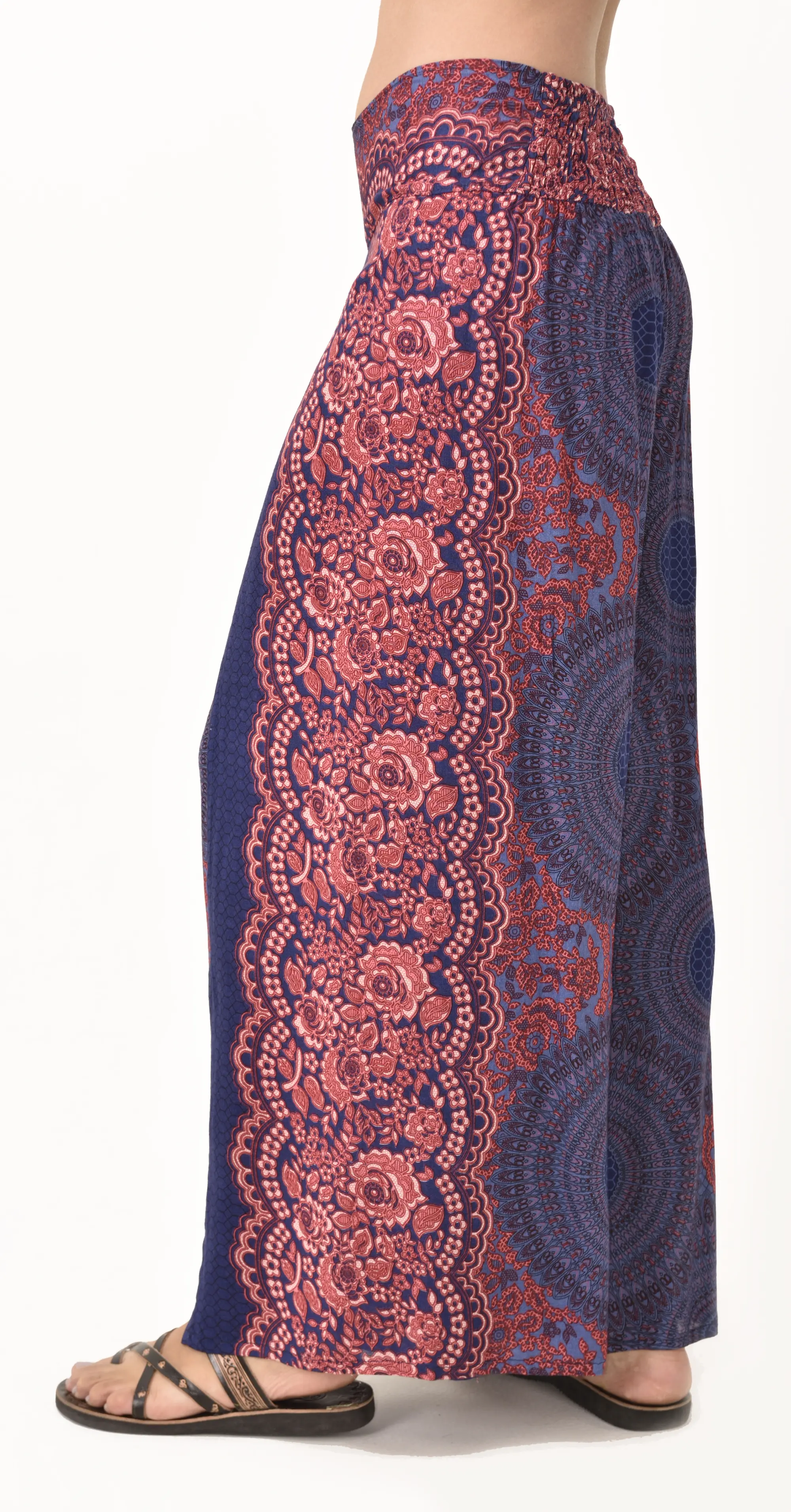 Pants Wrap Leg Honeycomb Print designer fit Thai Yoga Harem Aladdin Boho Rayon Hippie Festival with elastic waistband and fabric drawstring
