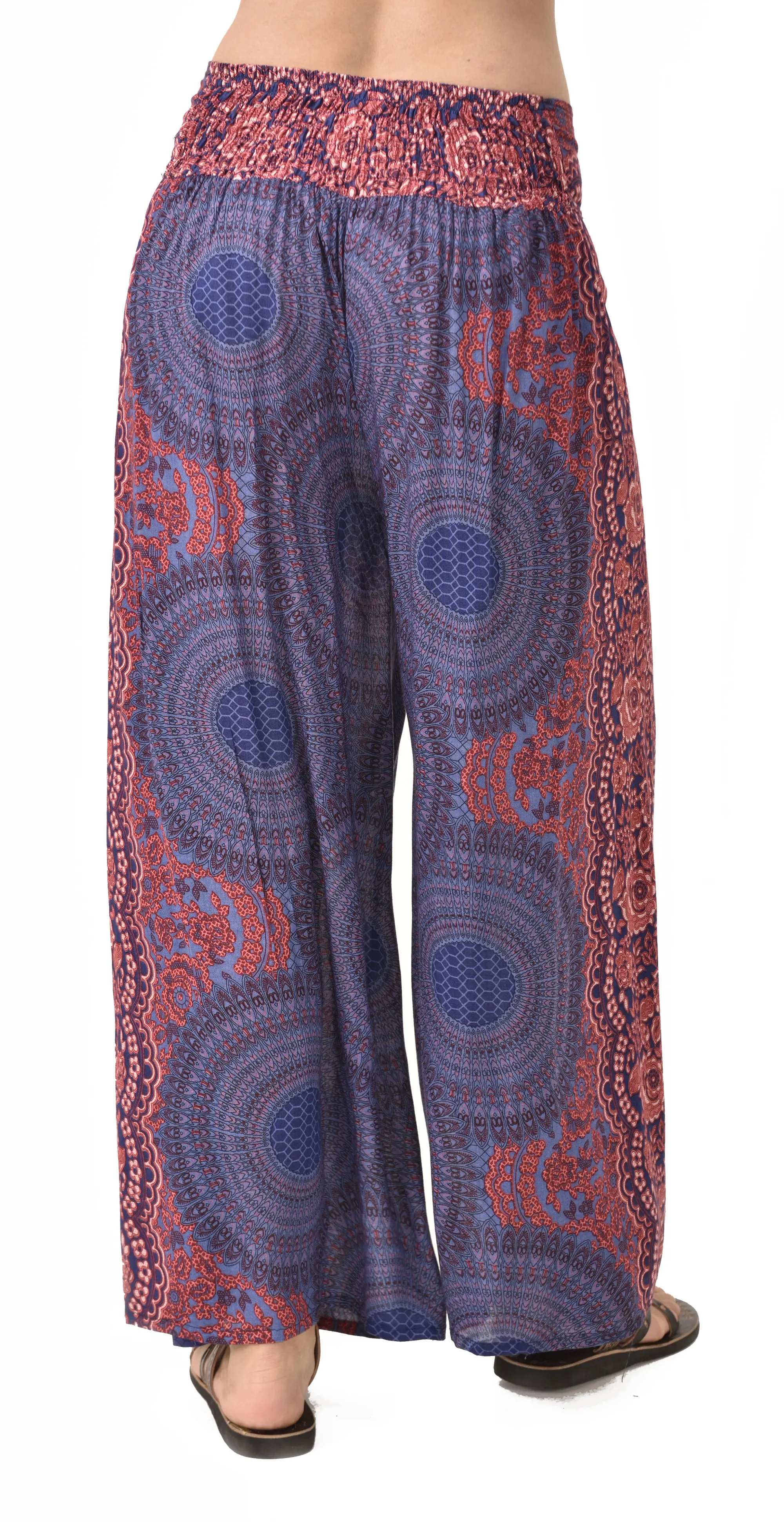 Pants Wrap Leg Honeycomb Print designer fit Thai Yoga Harem Aladdin Boho Rayon Hippie Festival with elastic waistband and fabric drawstring