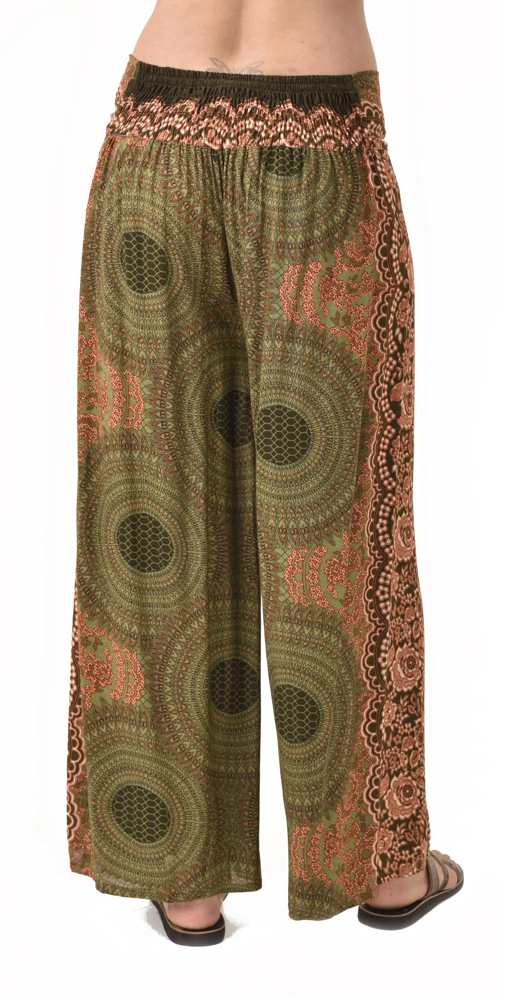 Pants Wrap Leg Honeycomb Print designer fit Thai Yoga Harem Aladdin Boho Rayon Hippie Festival with elastic waistband and fabric drawstring