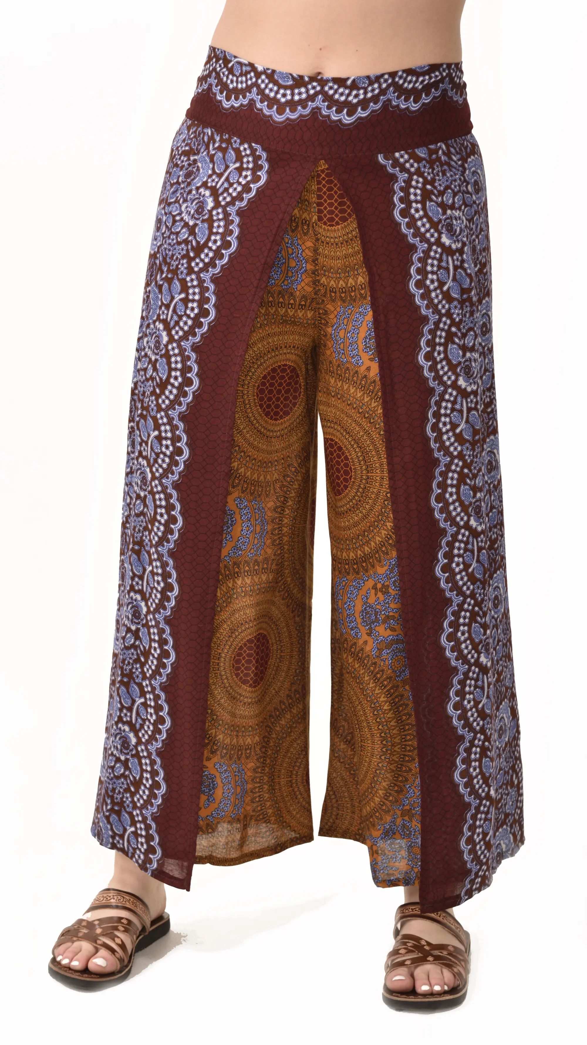Pants Wrap Leg Honeycomb Print designer fit Thai Yoga Harem Aladdin Boho Rayon Hippie Festival with elastic waistband and fabric drawstring