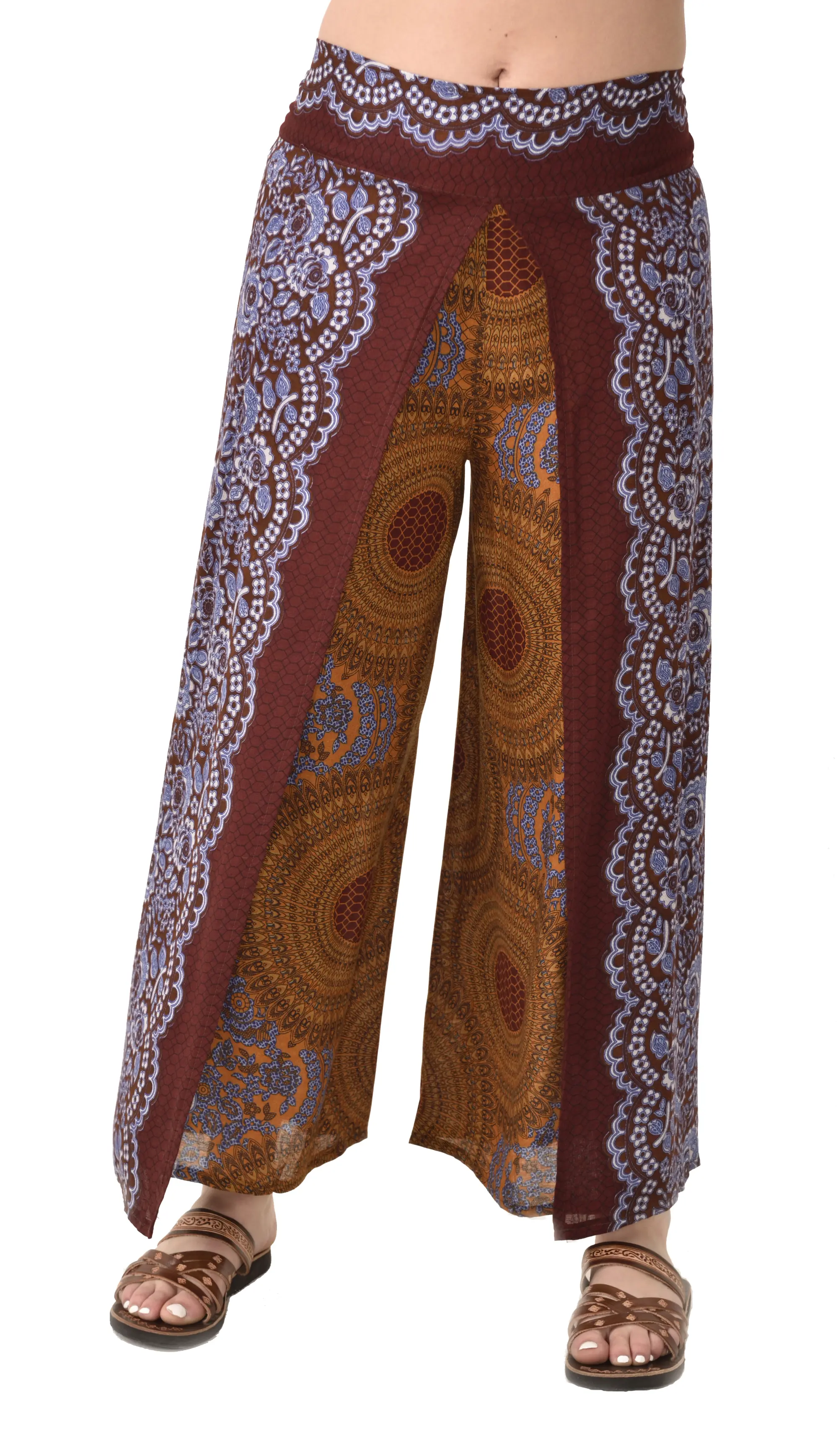 Pants Wrap Leg Honeycomb Print designer fit Thai Yoga Harem Aladdin Boho Rayon Hippie Festival with elastic waistband and fabric drawstring