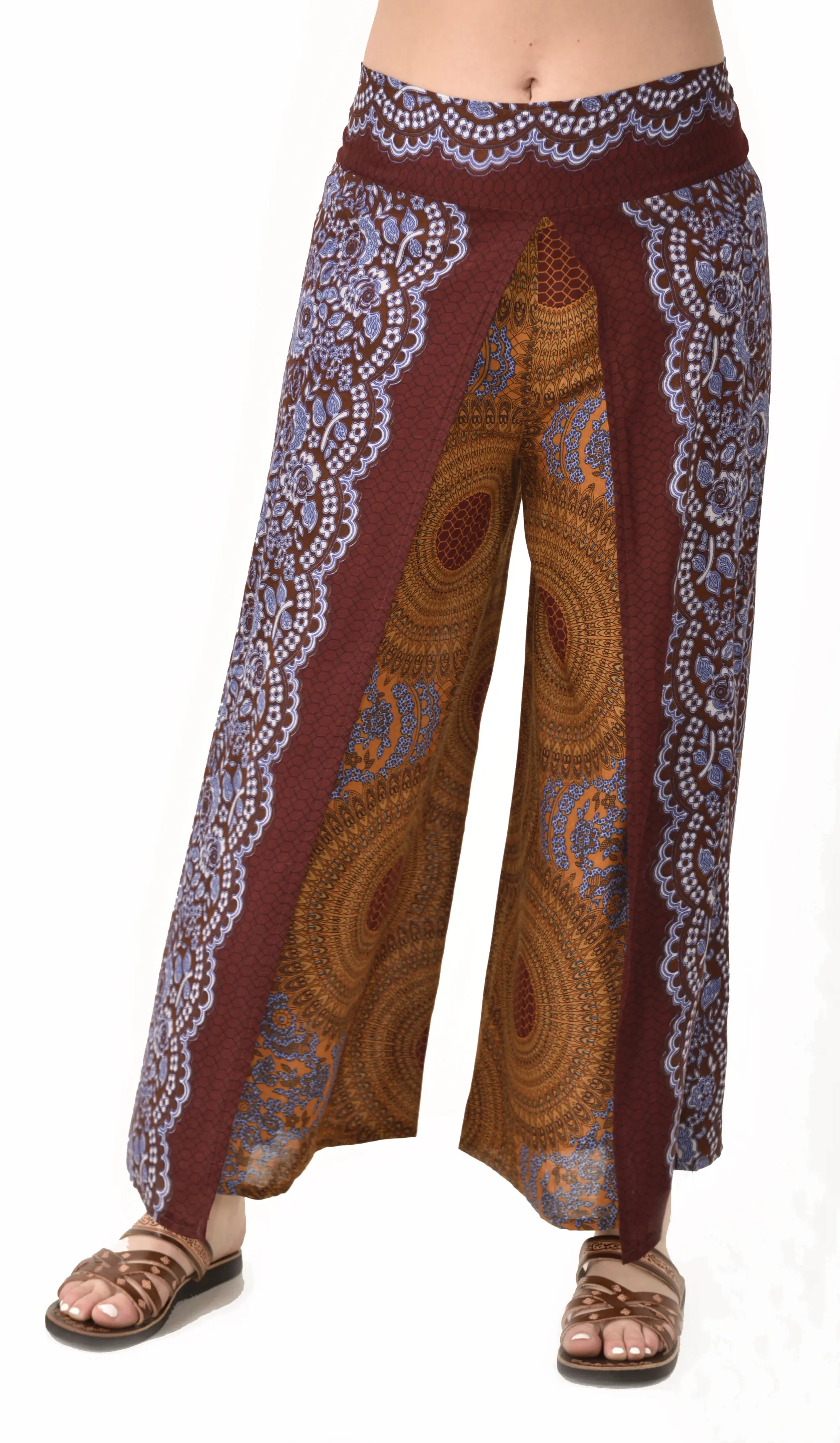 Pants Wrap Leg Honeycomb Print designer fit Thai Yoga Harem Aladdin Boho Rayon Hippie Festival with elastic waistband and fabric drawstring