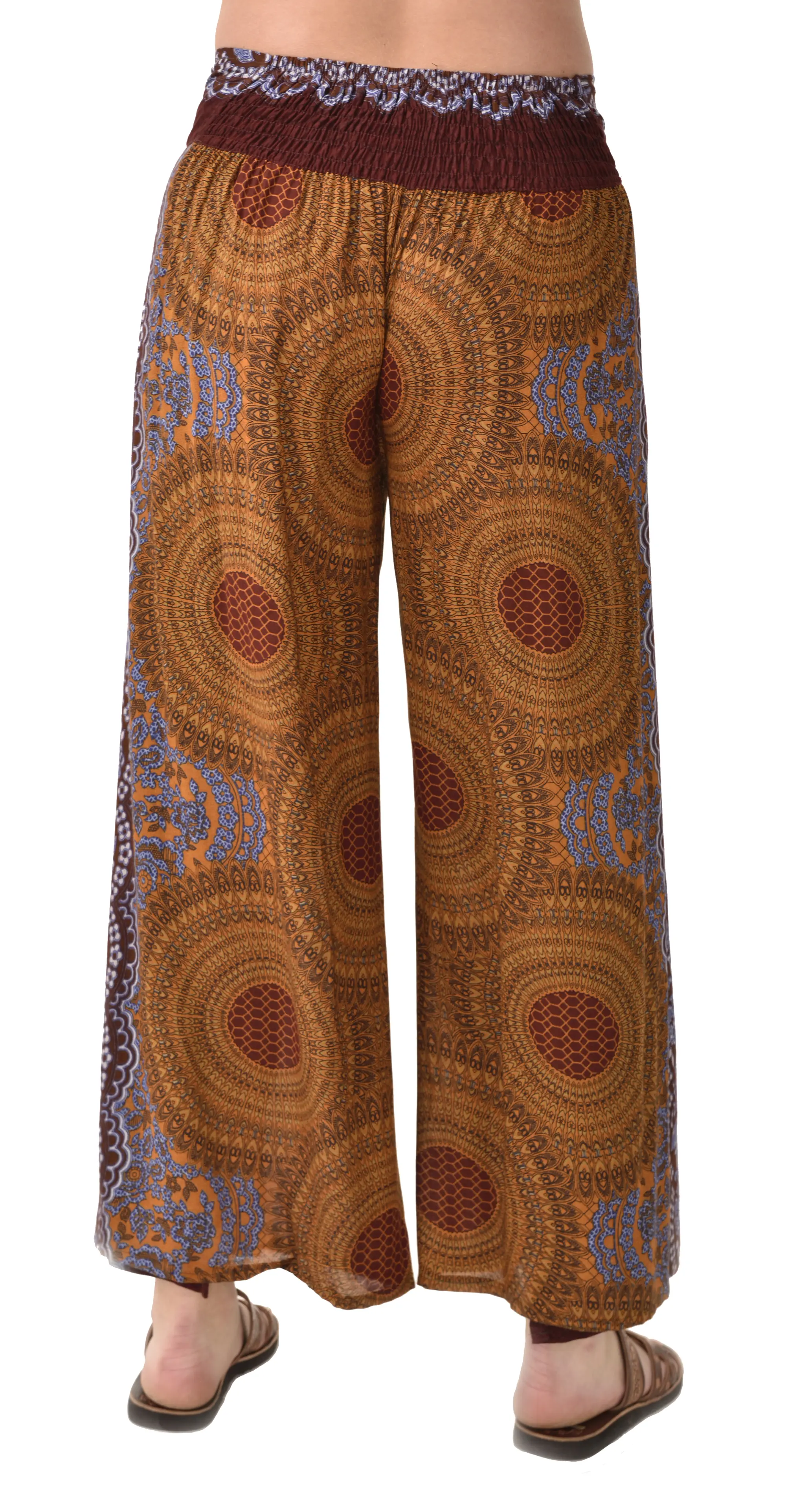 Pants Wrap Leg Honeycomb Print designer fit Thai Yoga Harem Aladdin Boho Rayon Hippie Festival with elastic waistband and fabric drawstring