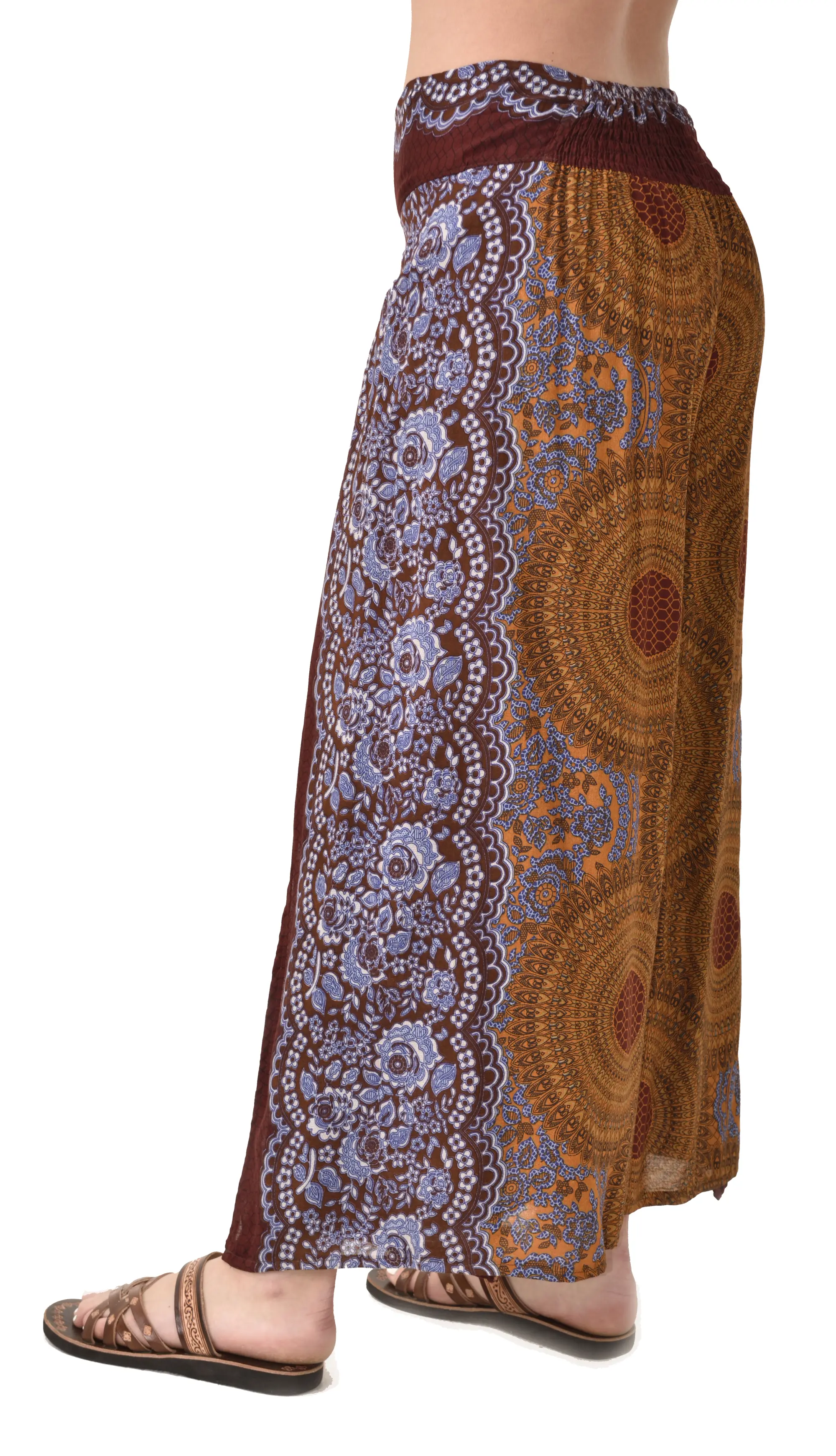 Pants Wrap Leg Honeycomb Print designer fit Thai Yoga Harem Aladdin Boho Rayon Hippie Festival with elastic waistband and fabric drawstring