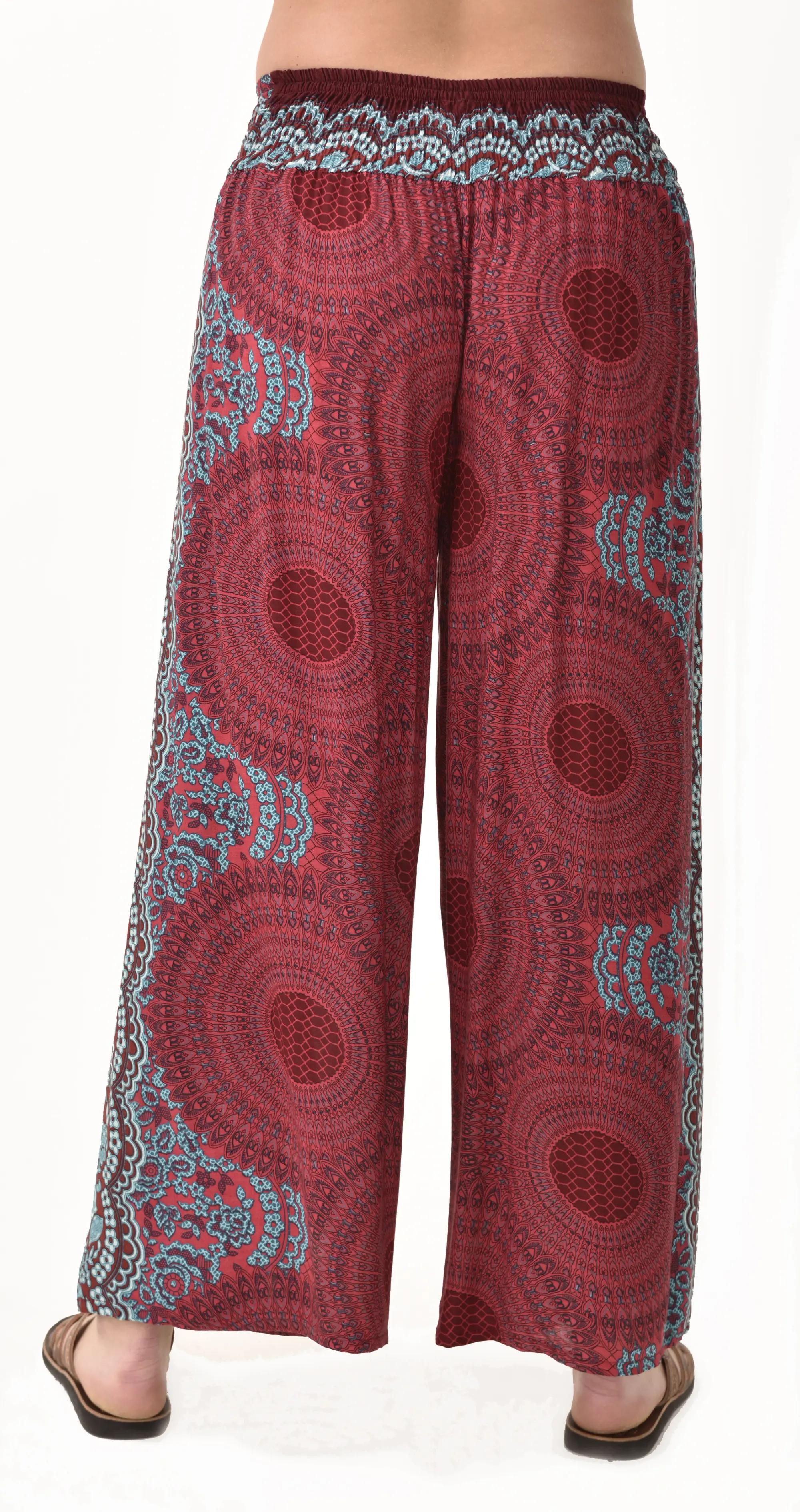 Pants Wrap Leg Honeycomb Print designer fit Thai Yoga Harem Aladdin Boho Rayon Hippie Festival with elastic waistband and fabric drawstring