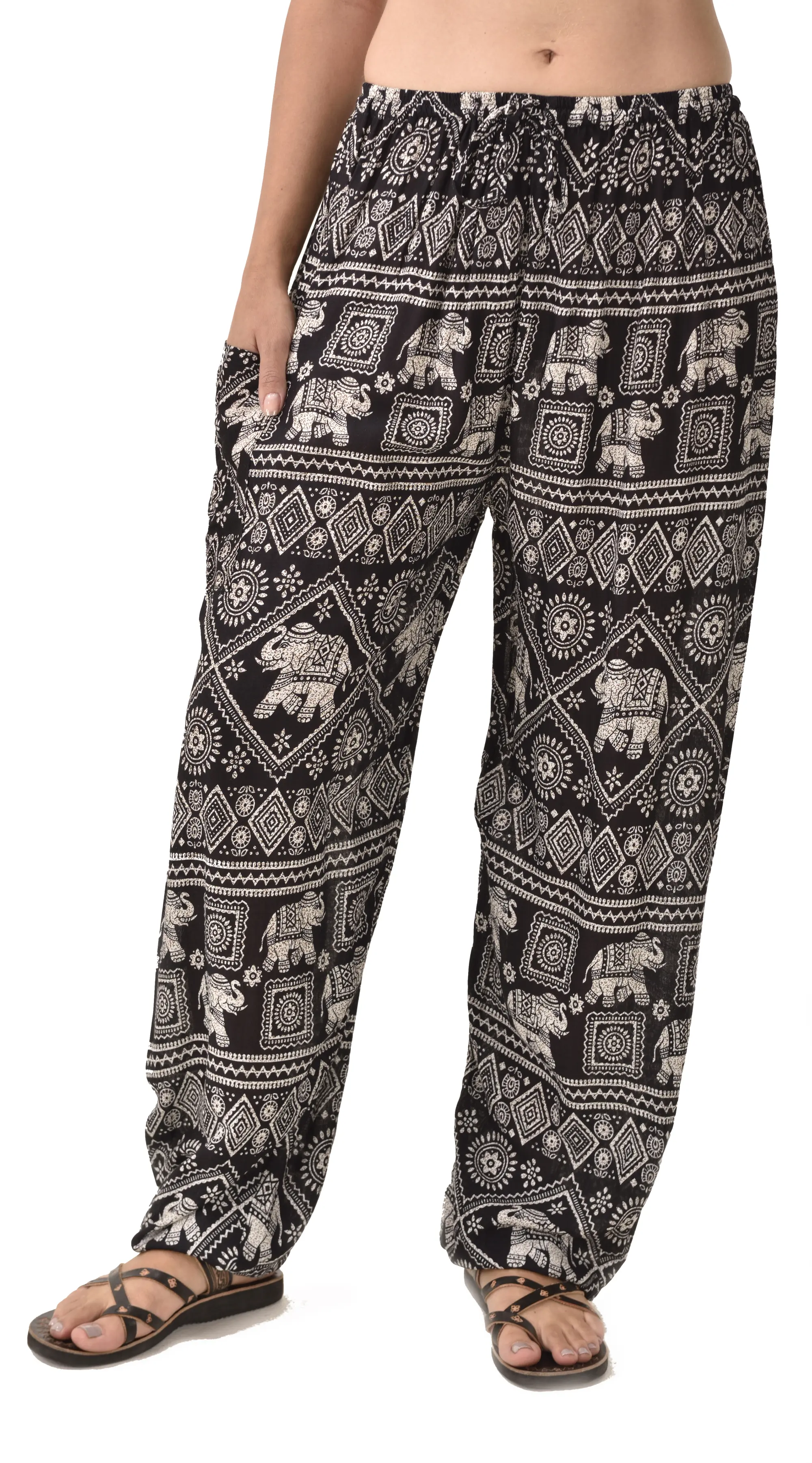 Pants Elephant Designer tailored Printed Thai Yoga Harem Aladdin Boho Rayon Hippie Festival with Elastic Waistband and Drawstring