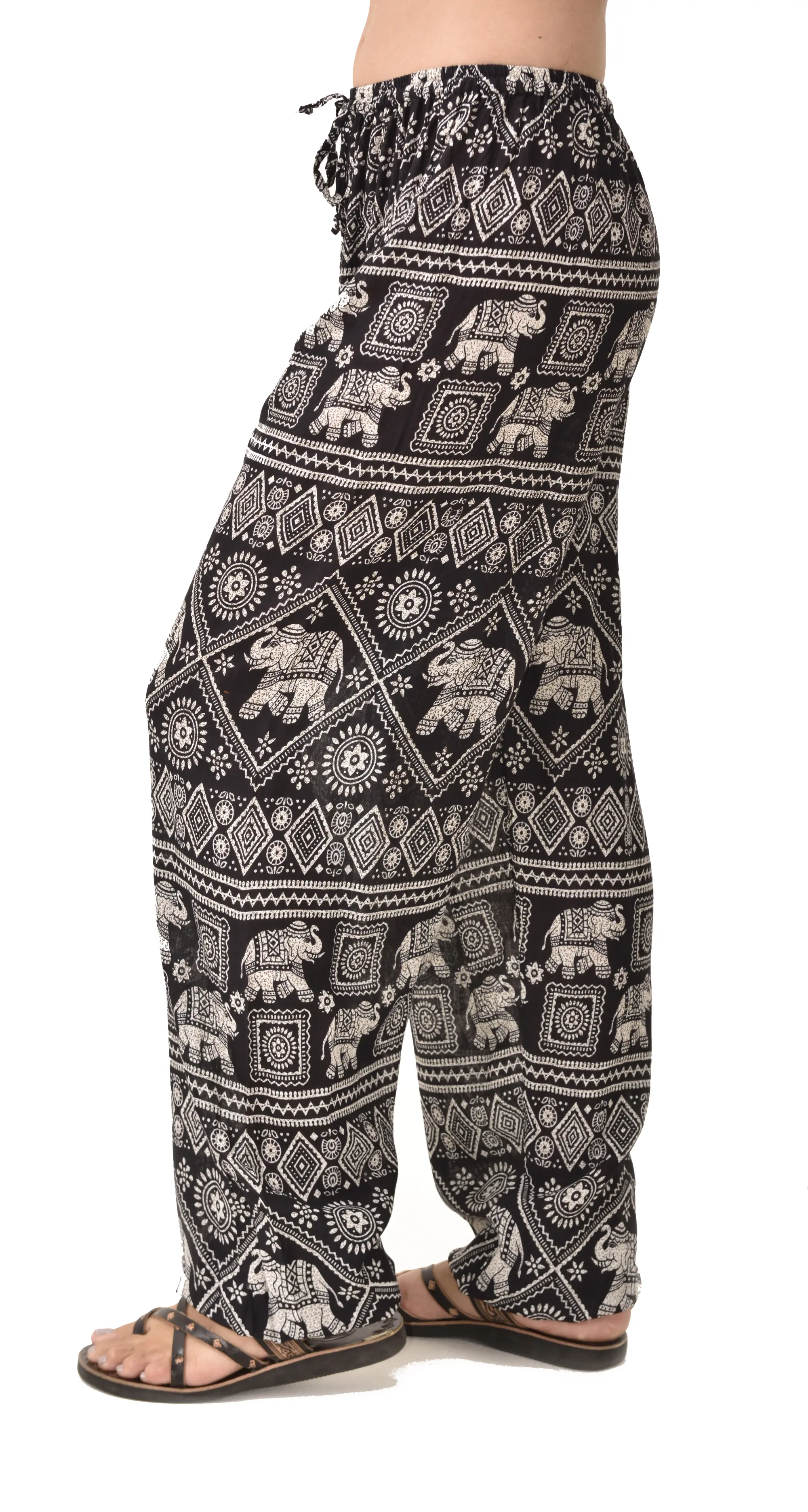 Pants Elephant Designer tailored Printed Thai Yoga Harem Aladdin Boho Rayon Hippie Festival with Elastic Waistband and Drawstring