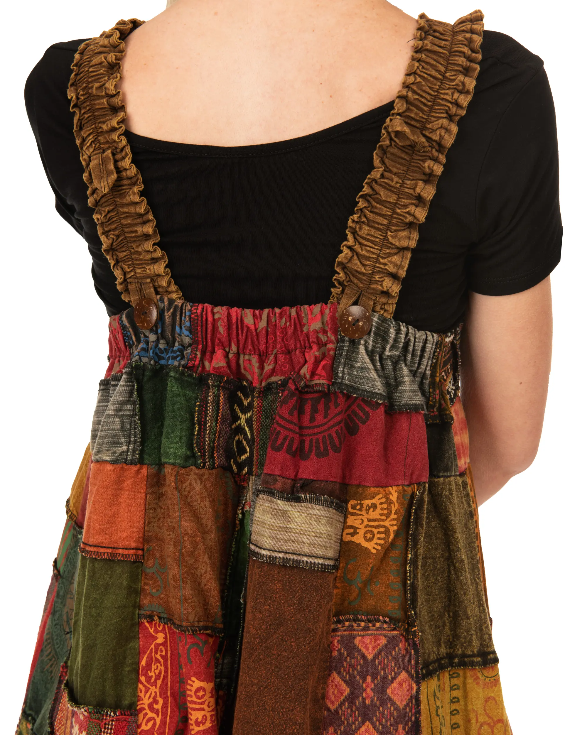 Patchwork Jumpsuit with Wide-Leg  Overalls With Pockets and Adjustable Straps Pants  Wide Leg Pants Hippie Pants  Patchwork Pants