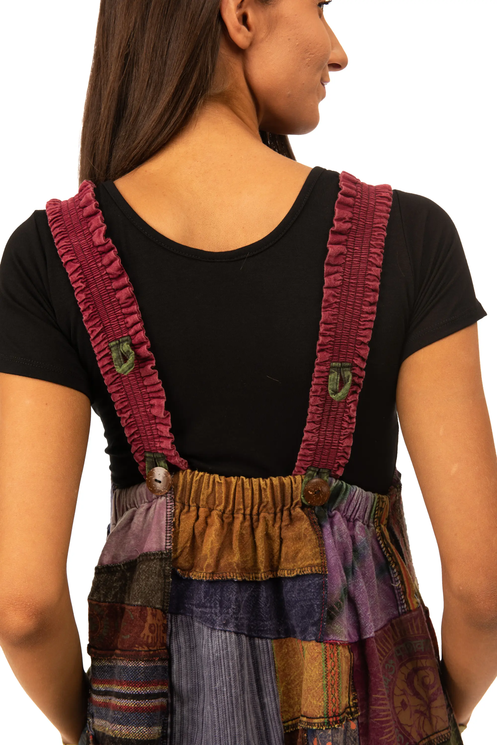 Patchwork Jumpsuit with Wide-Leg  Overalls With Pockets and Adjustable Straps Pants  Wide Leg Pants Hippie Pants  Patchwork Pants