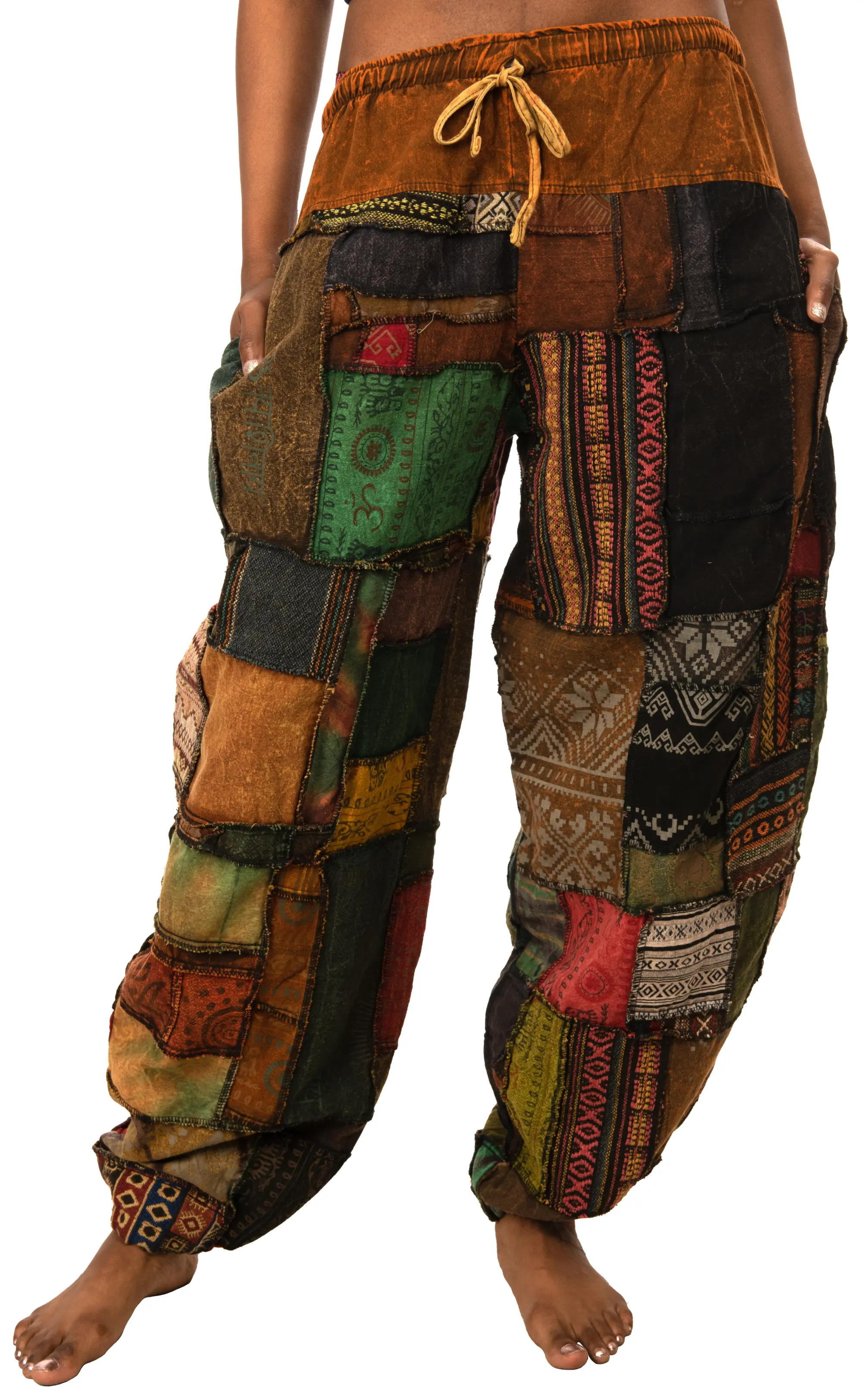 Pants Patchwork Cotton Harem Pants With Pockets Hippie Pants   Patchwork Pants Harem Pants      Hippie Patchwork Pants Boho Pants