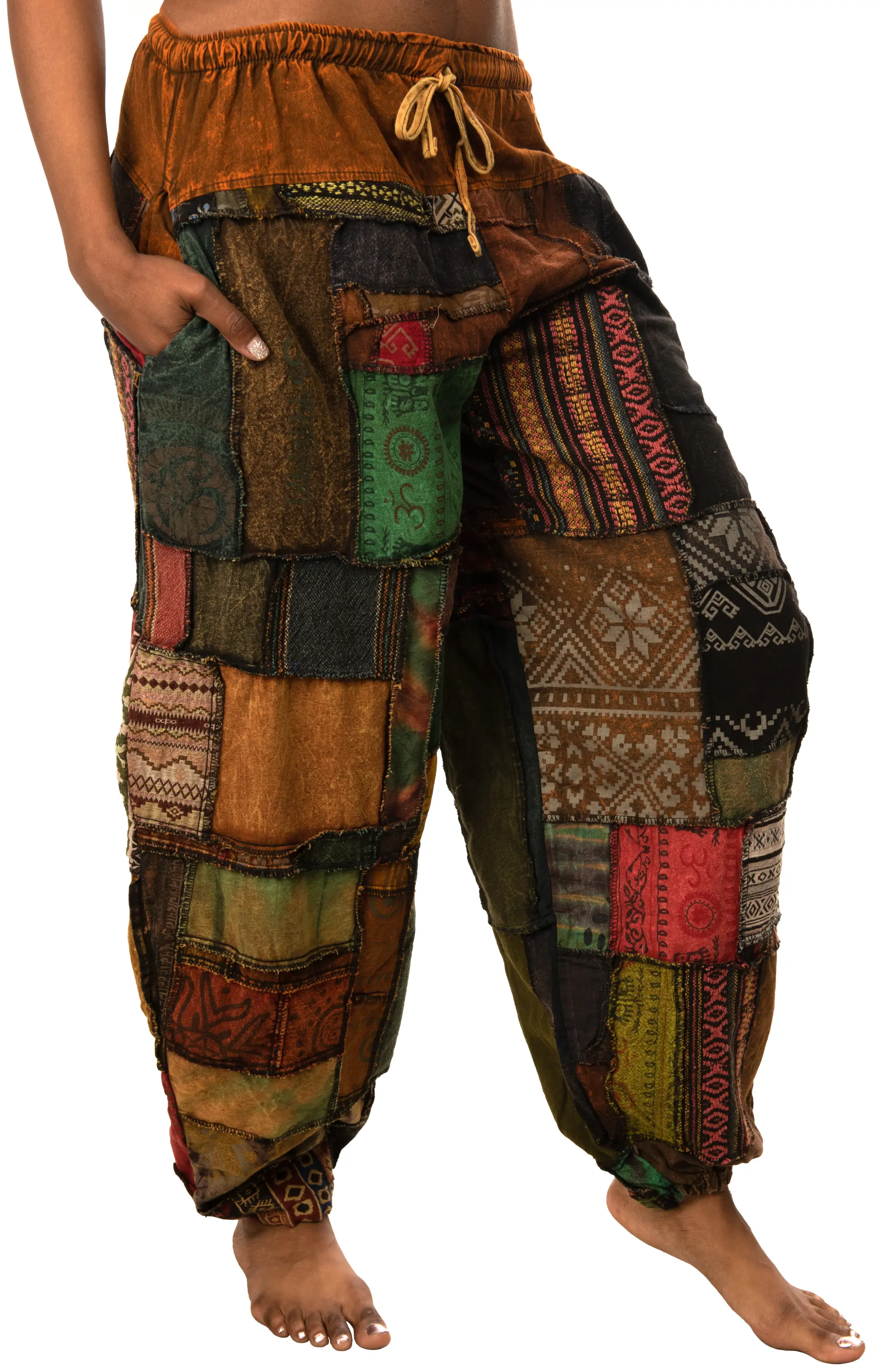Pants Patchwork Cotton Harem Pants With Pockets Hippie Pants   Patchwork Pants Harem Pants      Hippie Patchwork Pants Boho Pants