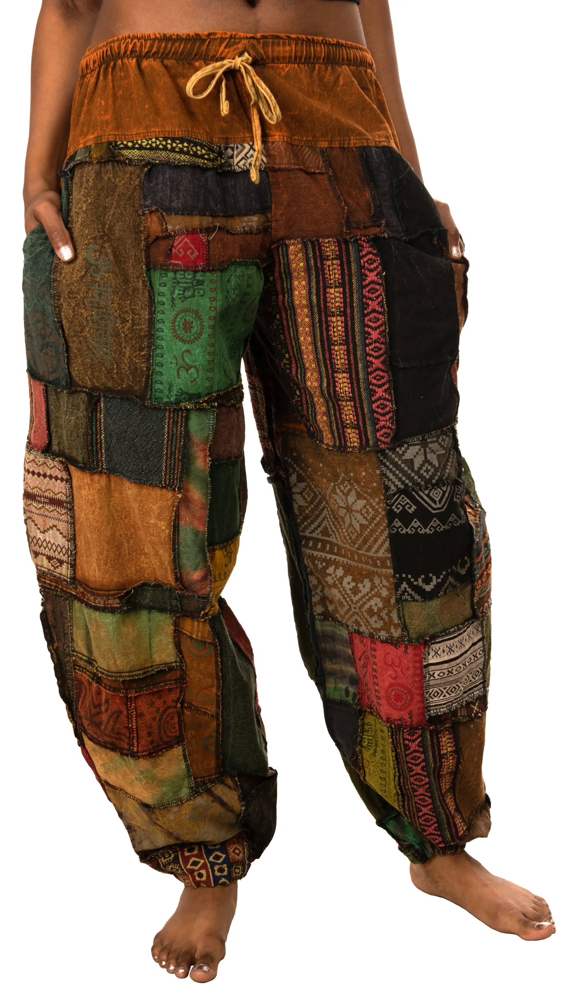 Pants Patchwork Cotton Harem Pants With Pockets Hippie Pants   Patchwork Pants Harem Pants      Hippie Patchwork Pants Boho Pants