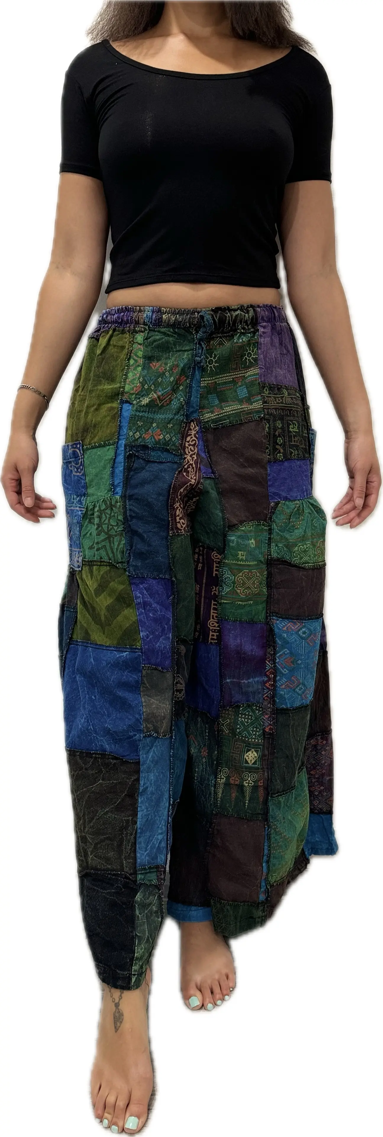 Pants Patchwork Cotton Wide-Leg Pants With Pockets Hippie Pants  Patchwork Pants  Hippie Patchwork Pants Boho Pants