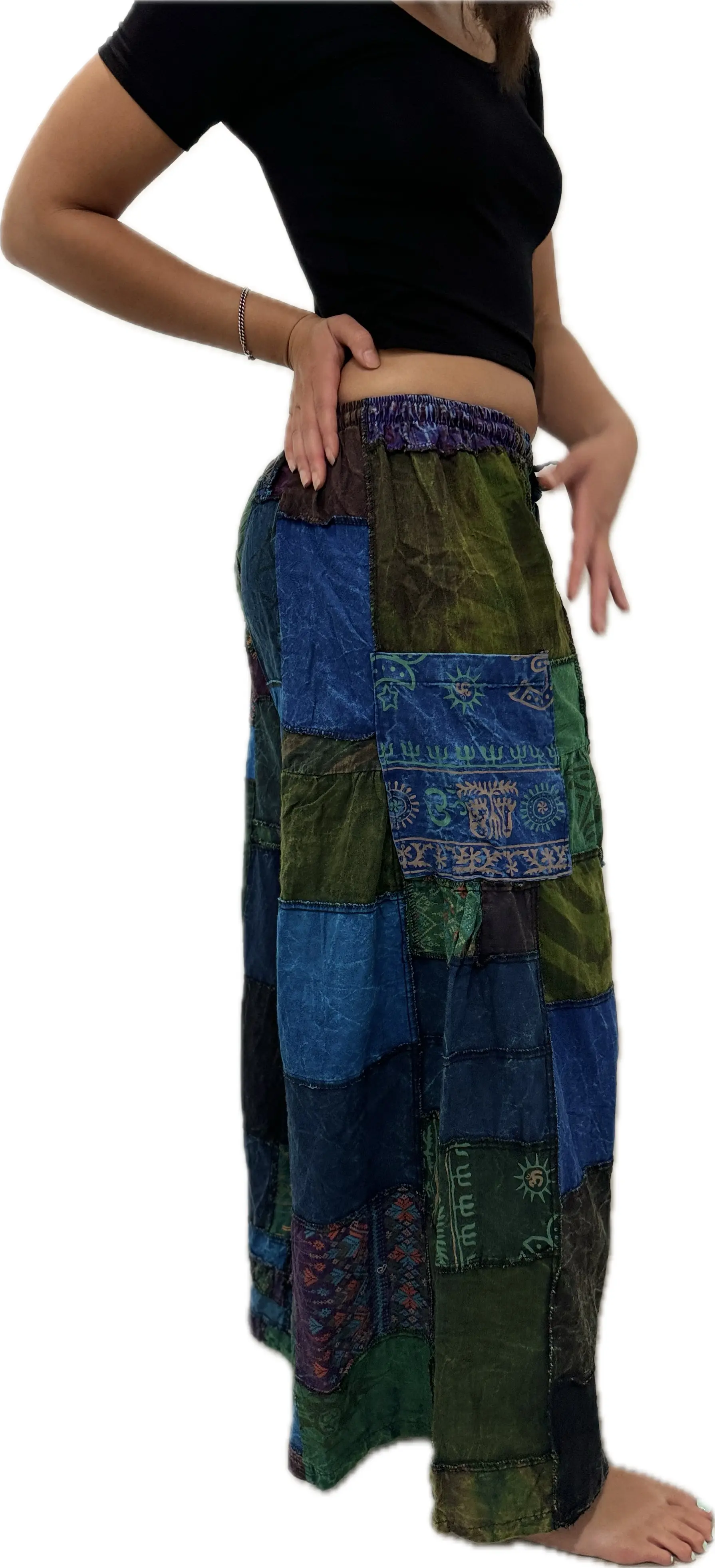 Pants Patchwork Cotton Wide-Leg Pants With Pockets Hippie Pants  Patchwork Pants  Hippie Patchwork Pants Boho Pants
