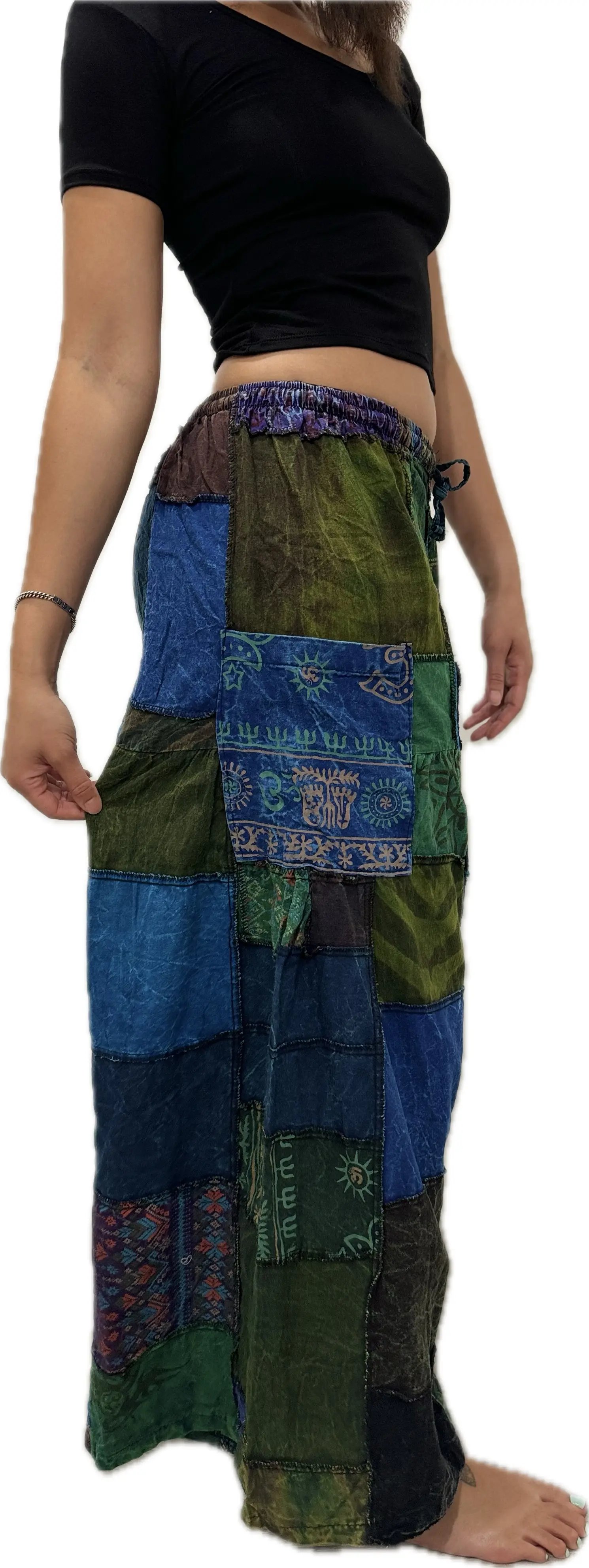 Pants Patchwork Cotton Wide-Leg Pants With Pockets Hippie Pants  Patchwork Pants  Hippie Patchwork Pants Boho Pants