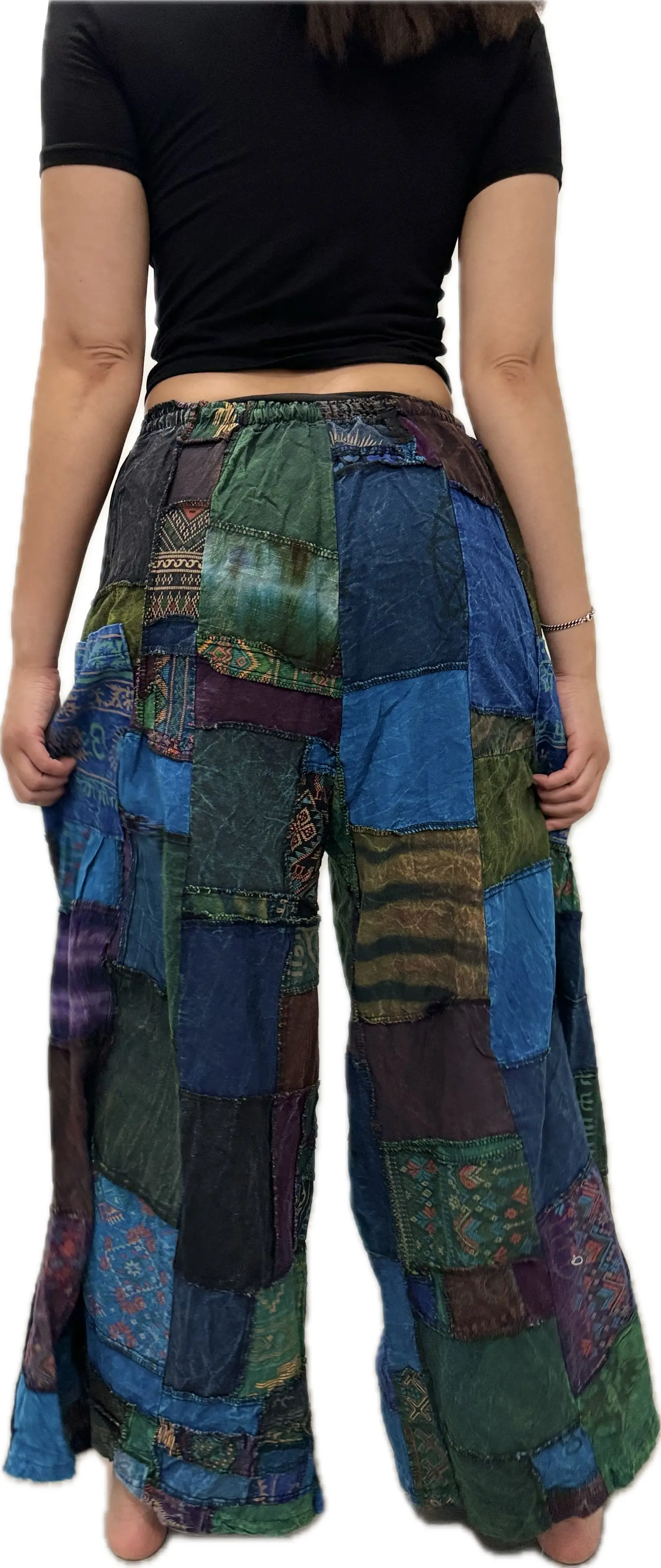 Pants Patchwork Cotton Wide-Leg Pants With Pockets Hippie Pants  Patchwork Pants  Hippie Patchwork Pants Boho Pants