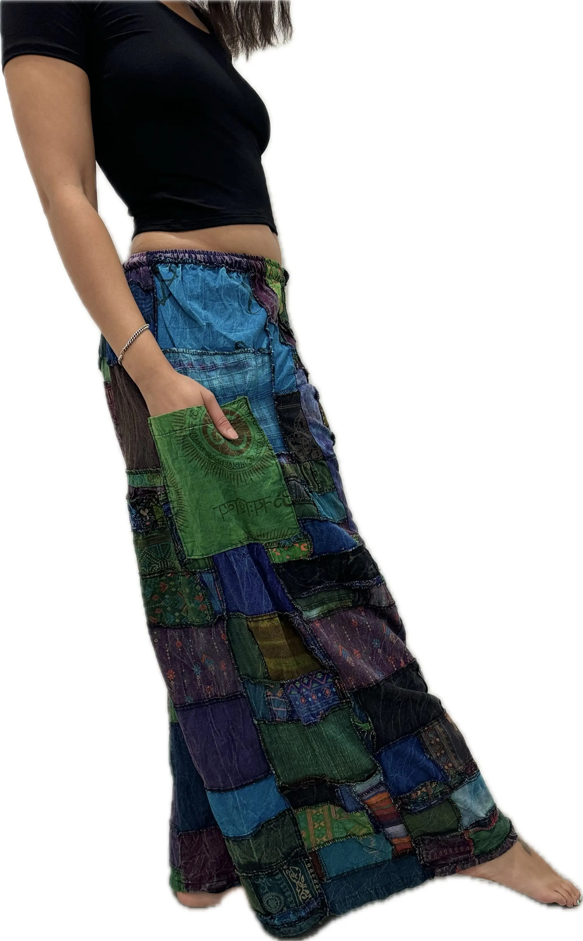 Pants Patchwork Cotton Wide-Leg Pants With Pockets Hippie Pants  Patchwork Pants  Hippie Patchwork Pants Boho Pants