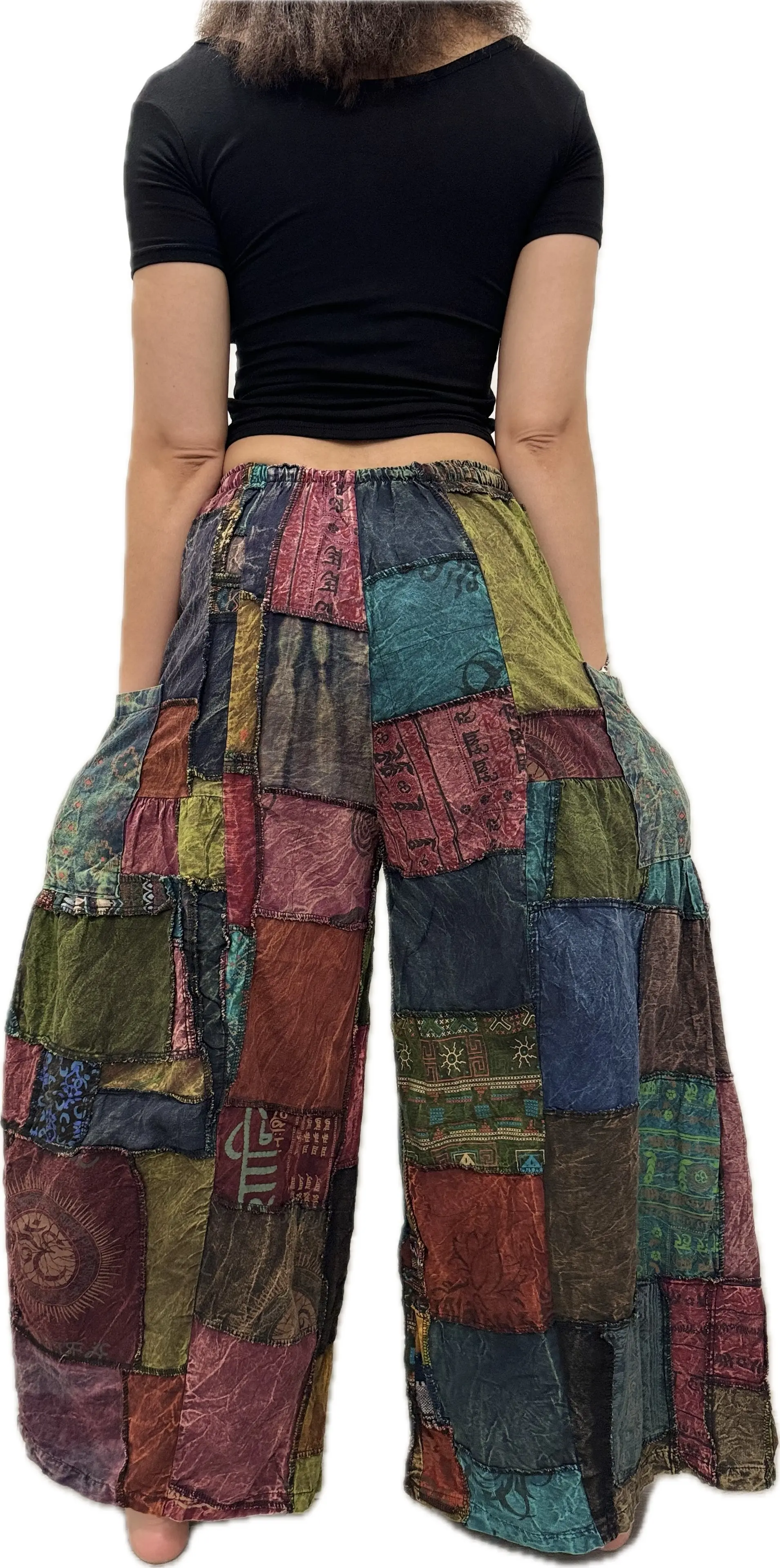 Pants Patchwork Cotton Wide-Leg Pants With Pockets Hippie Pants  Patchwork Pants  Hippie Patchwork Pants Boho Pants