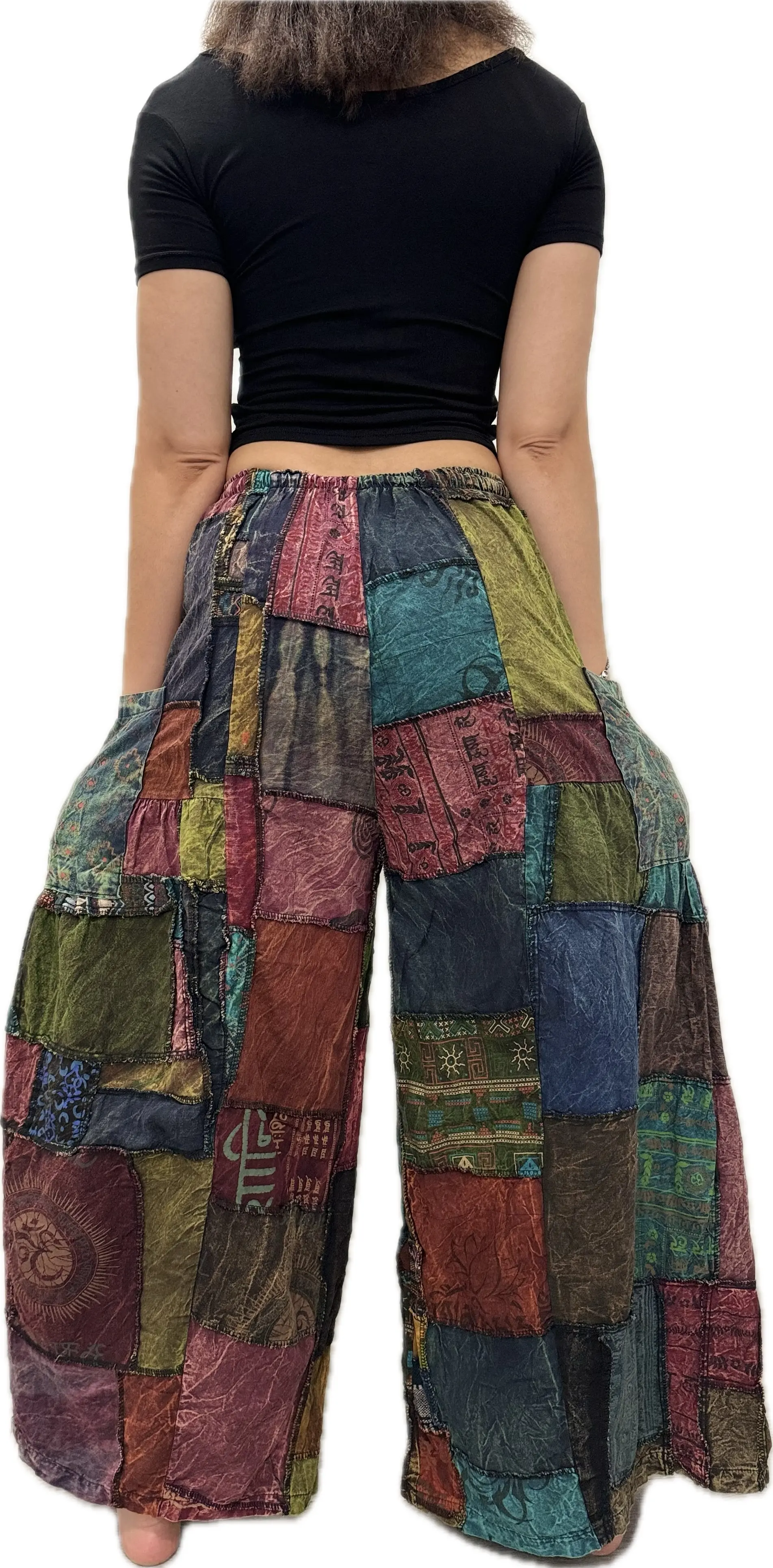 Pants Patchwork Cotton Wide-Leg Pants With Pockets Hippie Pants  Patchwork Pants  Hippie Patchwork Pants Boho Pants