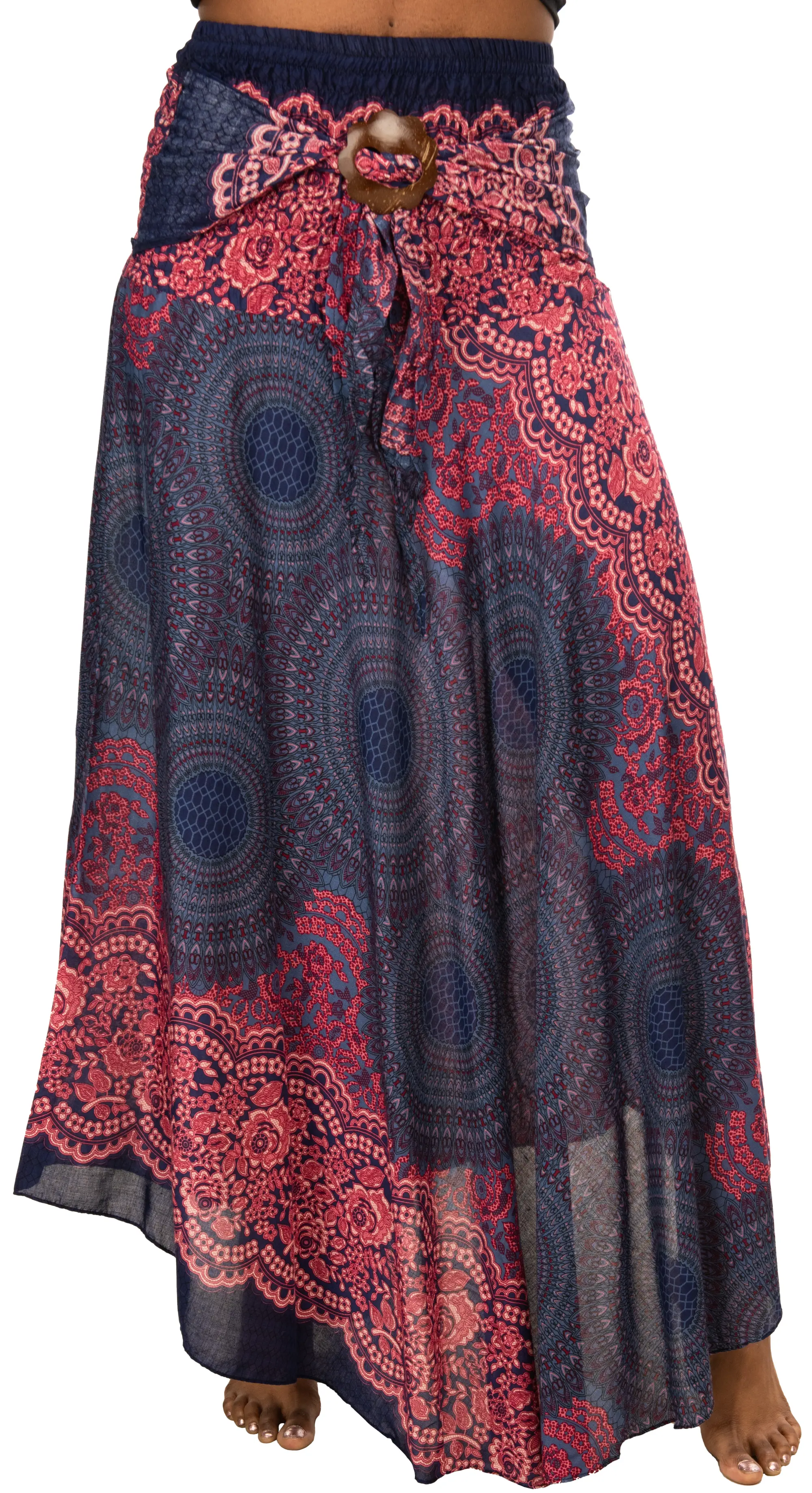Convertible Print Dress / Skirt - Black White Multi - 3543B
