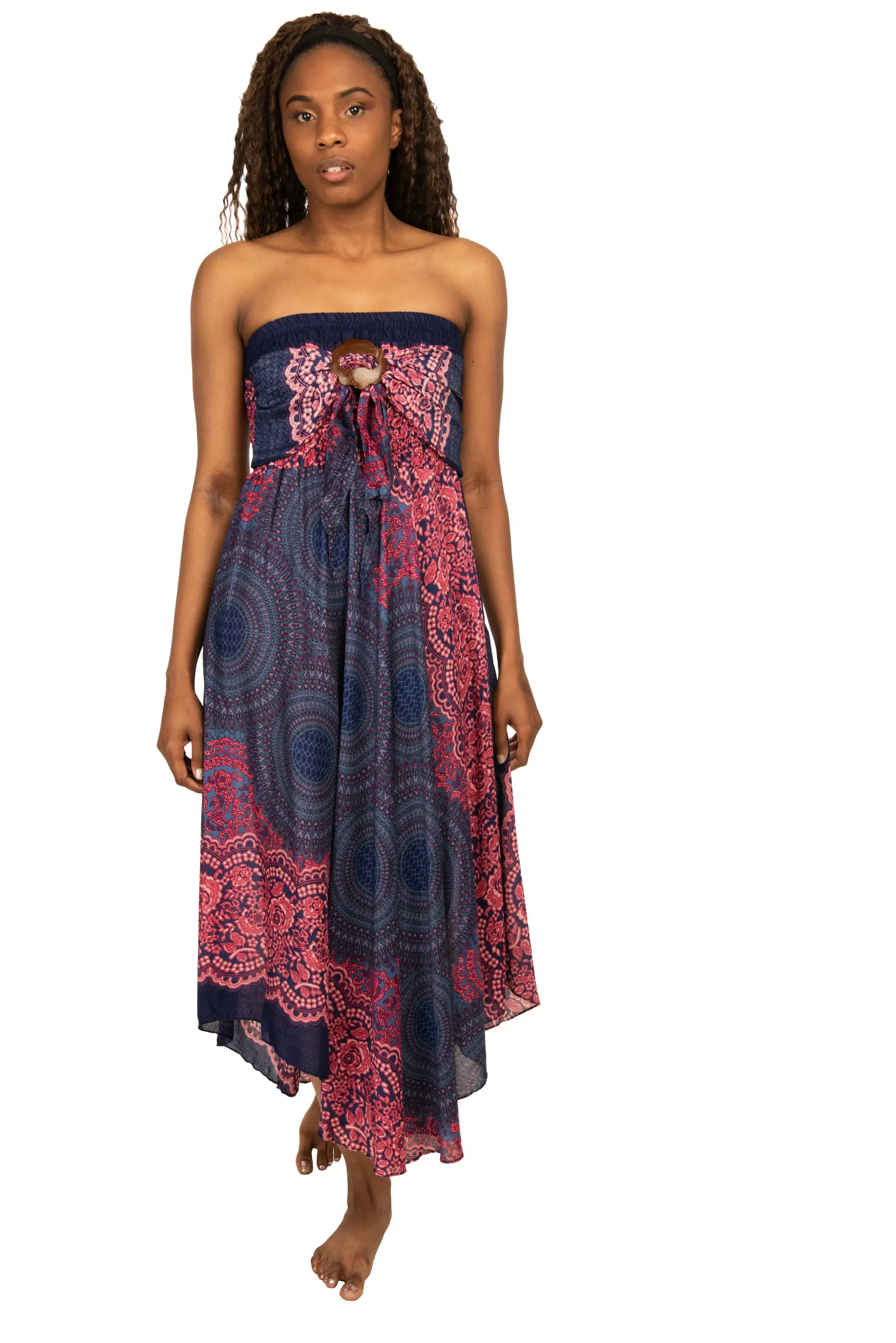 Convertible Print Dress / Skirt - Black White Multi - 3543B