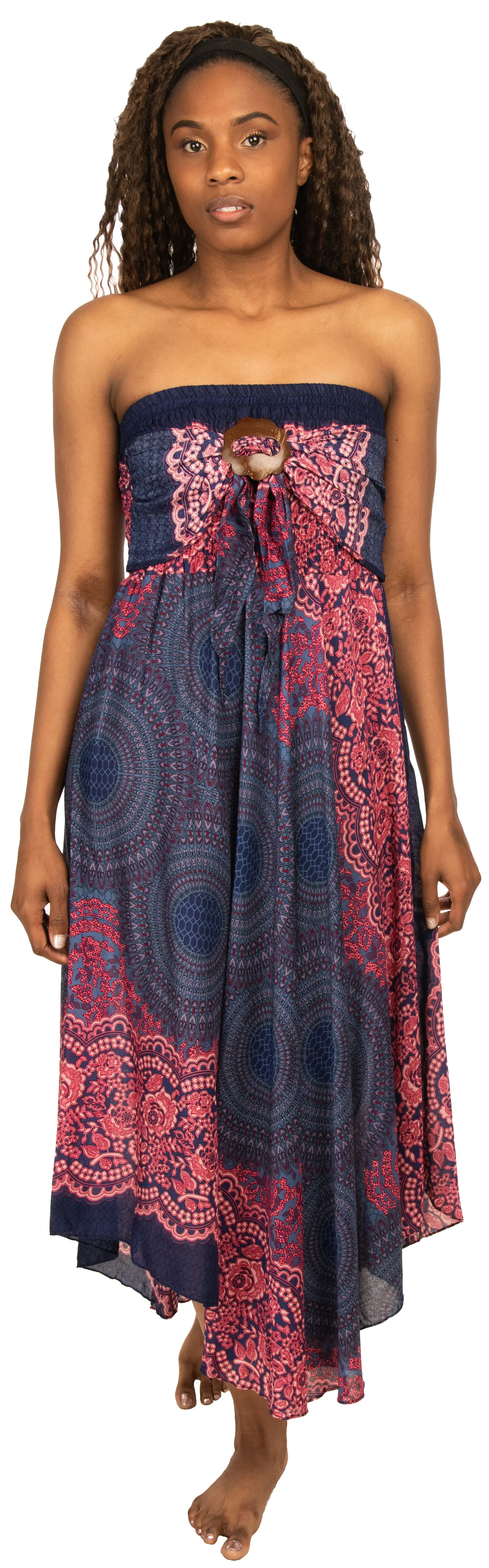 Convertible Print Dress / Skirt - Black White Multi - 3543B